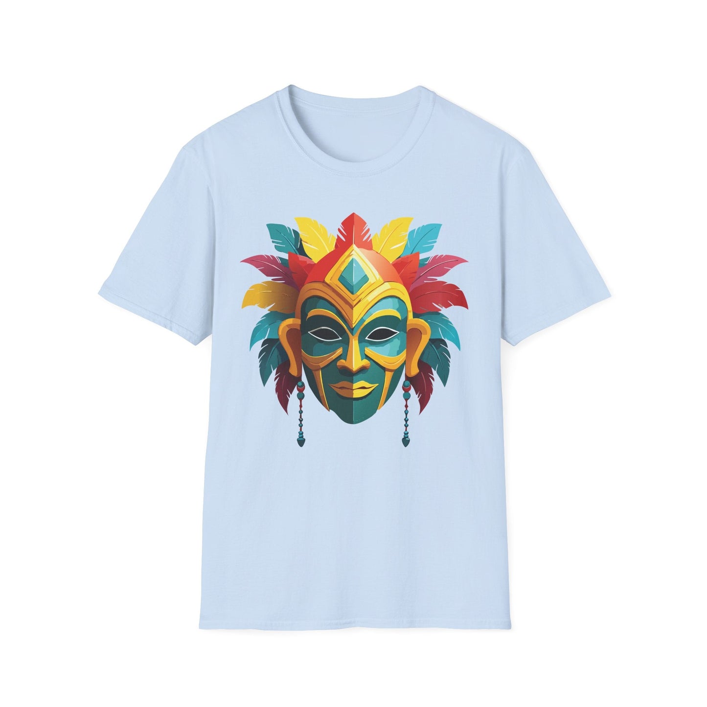 Unisex Mask Tee Shirt Gildan Softstyle 64000 Cotton Masquerade Design For Everyday Wear