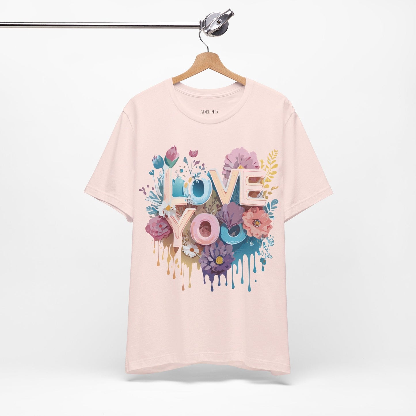 Valentine Day Graphic Unisex 100 Cotton Vintage Artwork with Love and Flower Design Tee 37