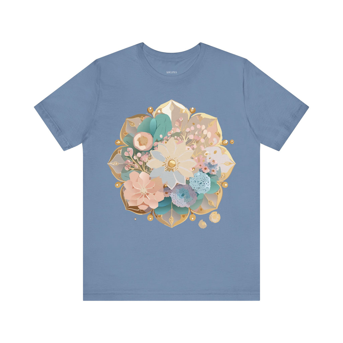 Mandala Graphic Unisex Cotton Bella+Canvas Tee with Floral Art Design n143