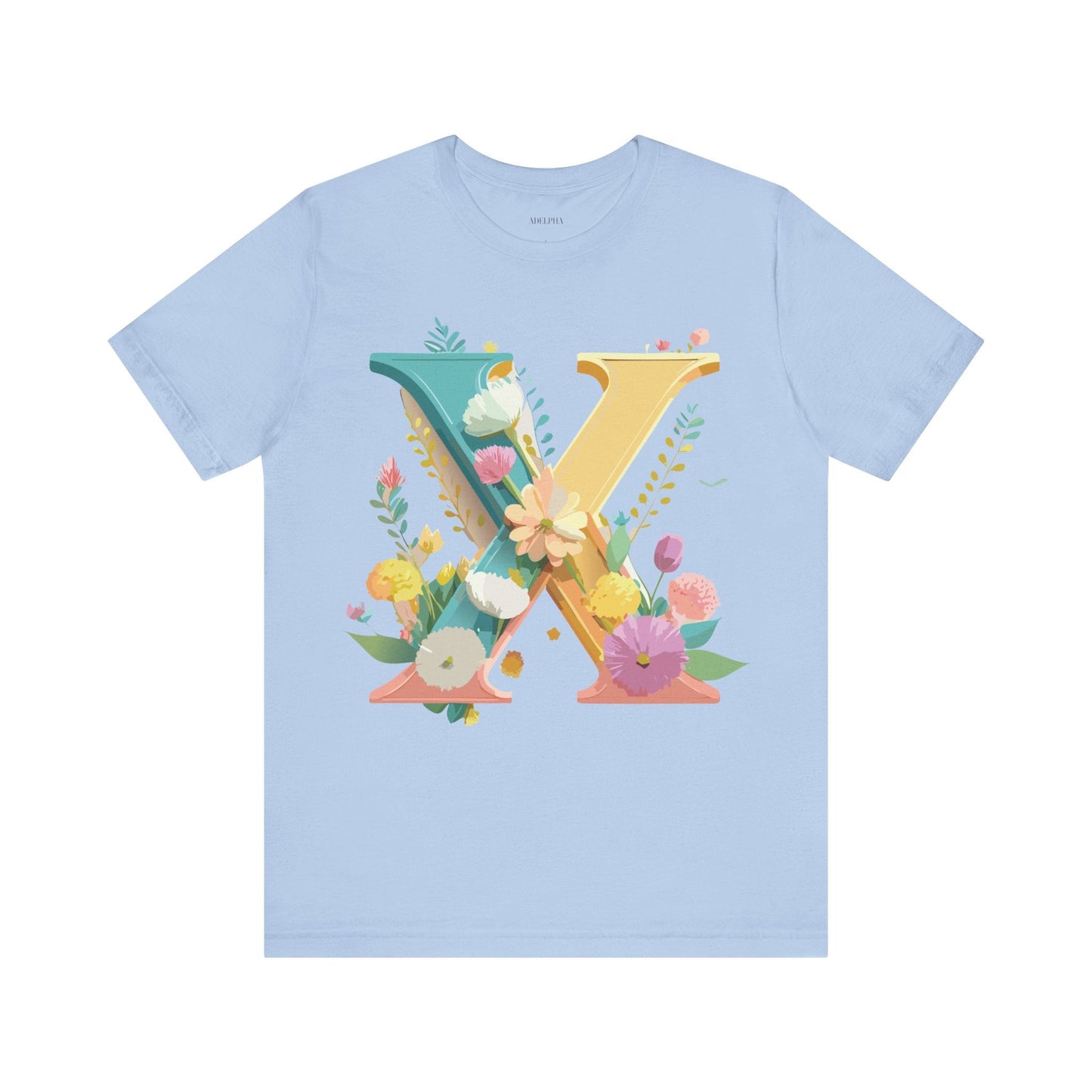 Letter X Shirt Unisex Graphic Tee Premium Vintage Inspired Adelpha Artwork Short Sleeve