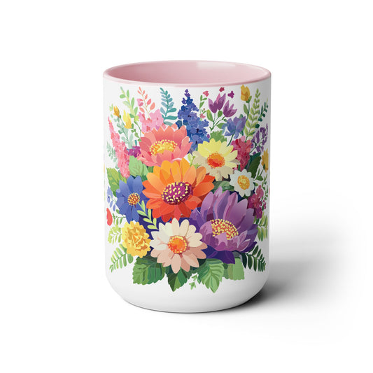 Two-Tone Coffee Mug with flowers