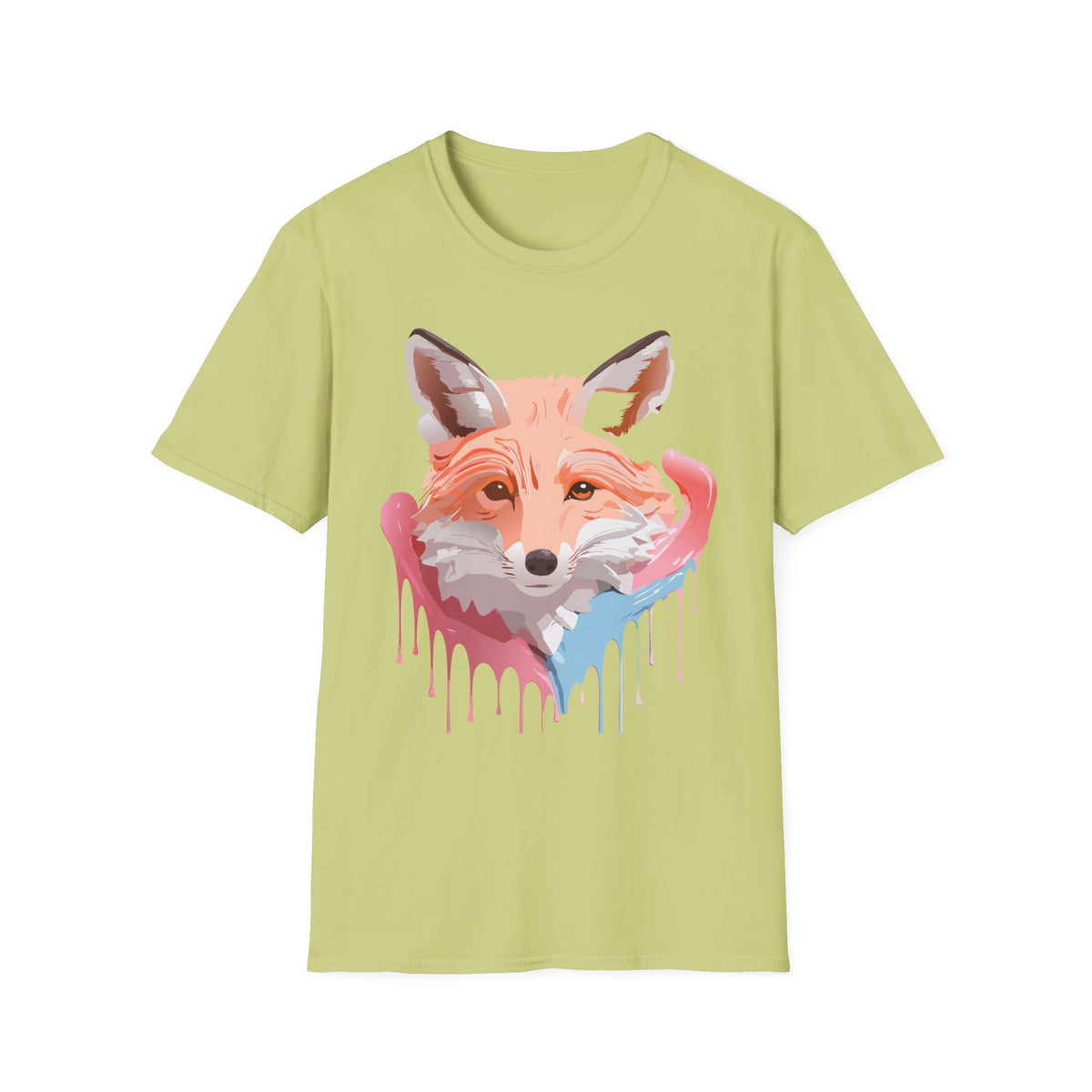 Watercolor Fox Face T-Shirt | Drip Paint Fox Tee