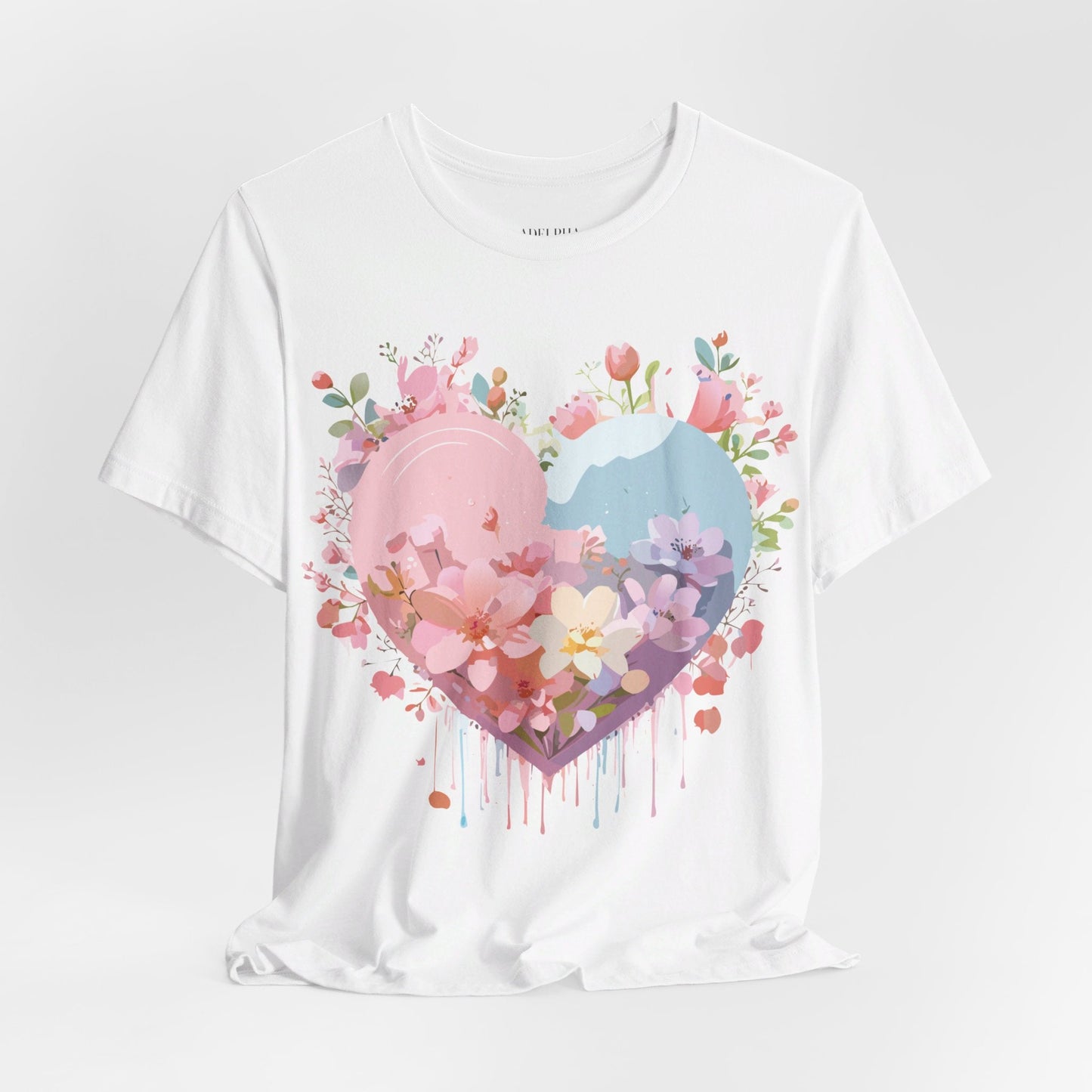 Valentine Day Graphic Unisex 100 Cotton Vintage Artwork with Love and Flower Design Tee 31