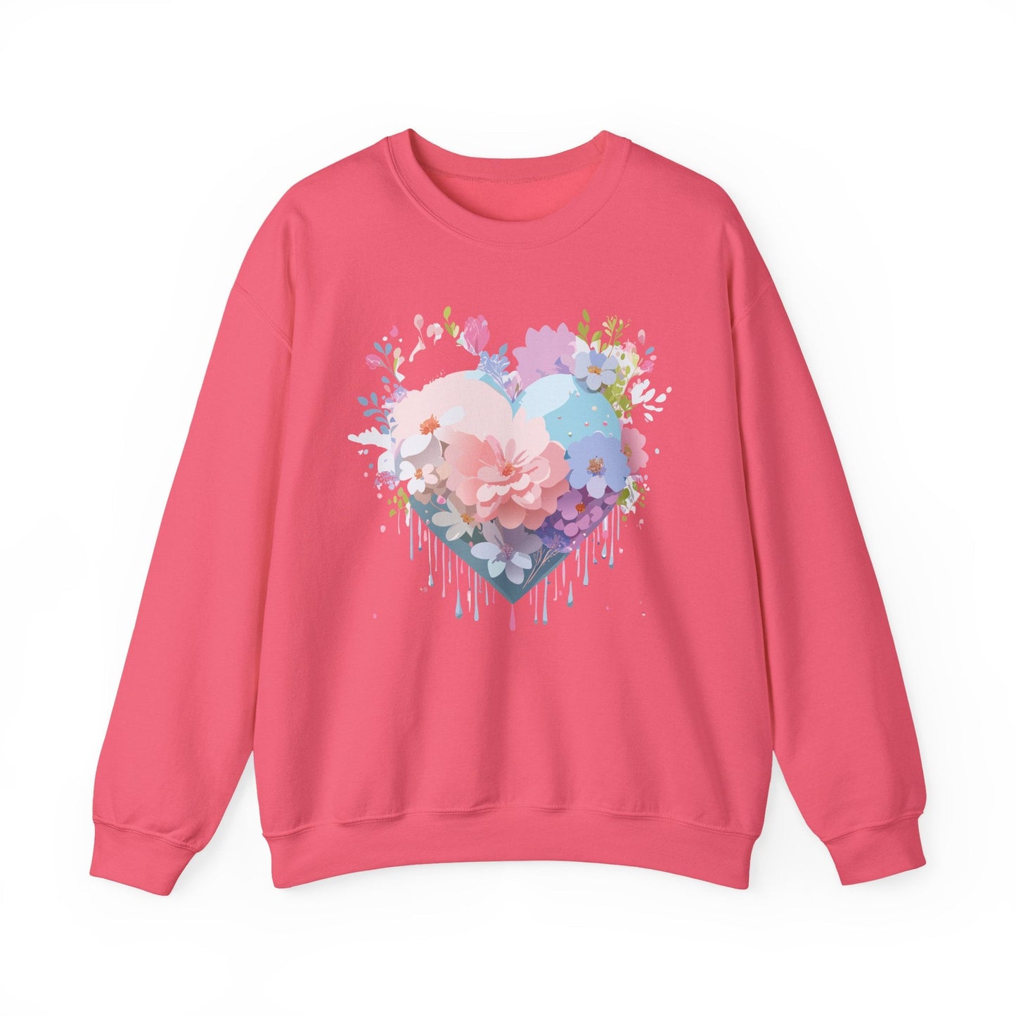 Floral Heart Sweatshirt Unisex Heavy Blend Crewneck Valentines Day Floral Love Cozy