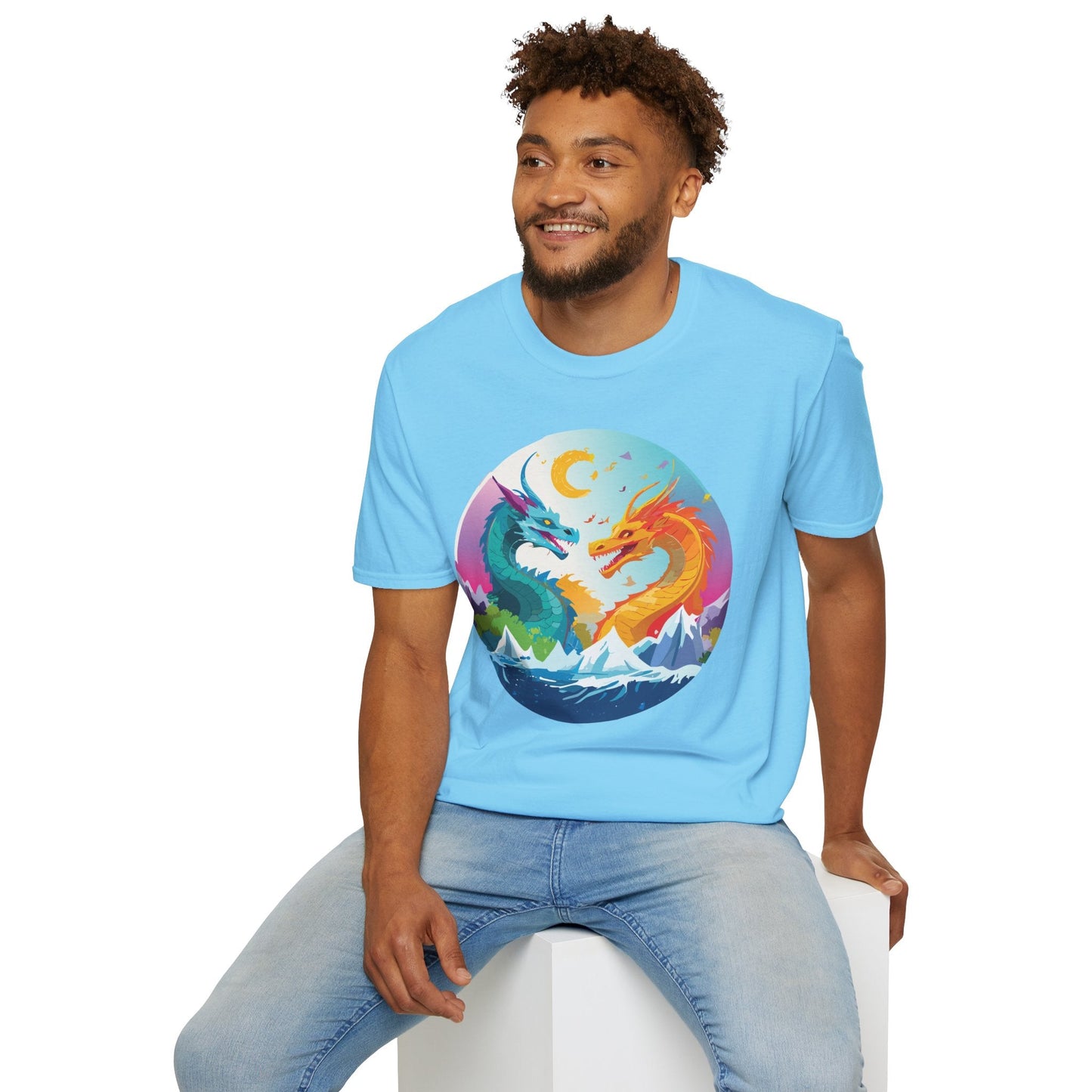 Dragon T Shirt Unisex Gildan Softstyle 64000 Tee Dragon Artwork Animal Print Shirt