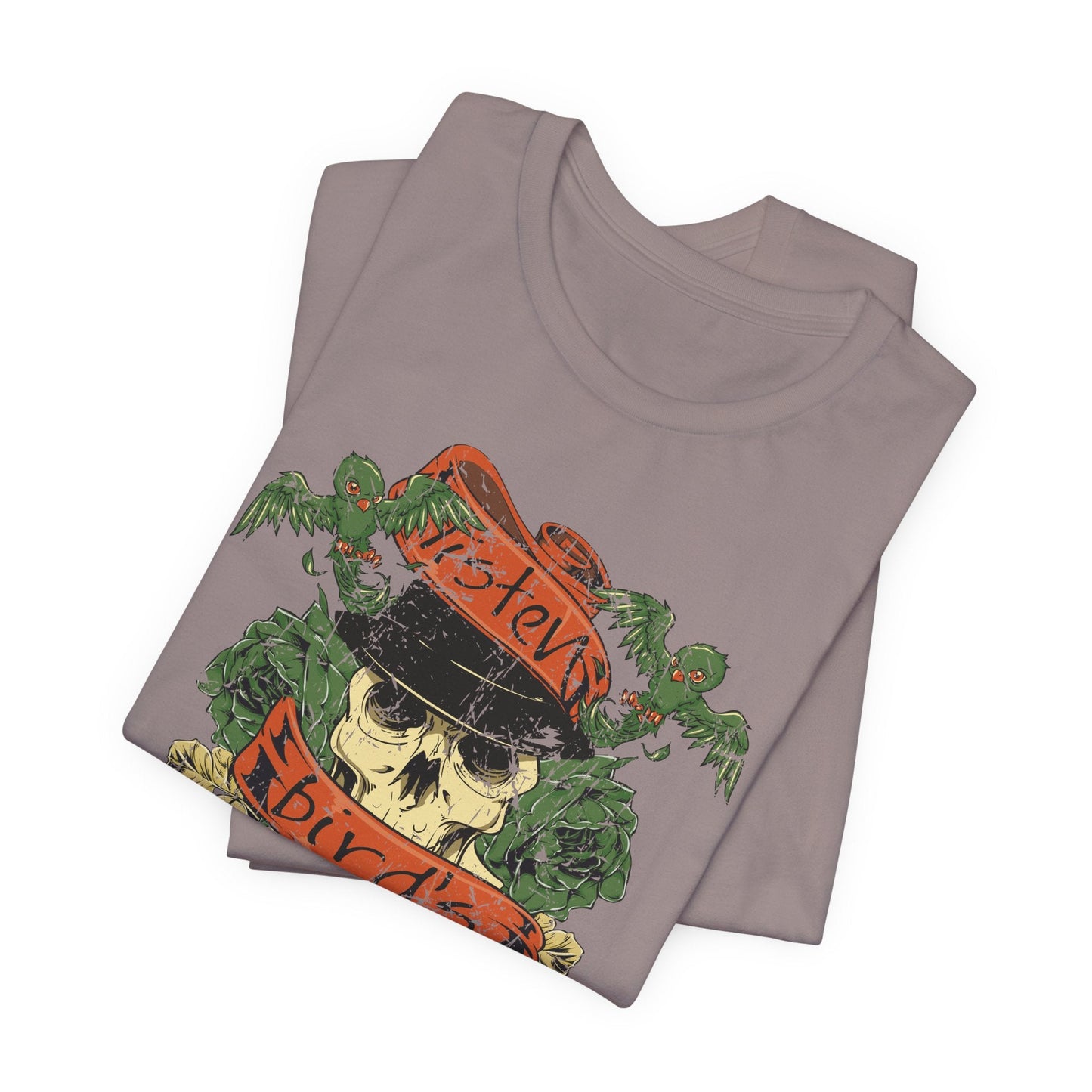 Skull Floral Tattoo Style Graphic Design Unisex Cotton T-Shirt Art-38