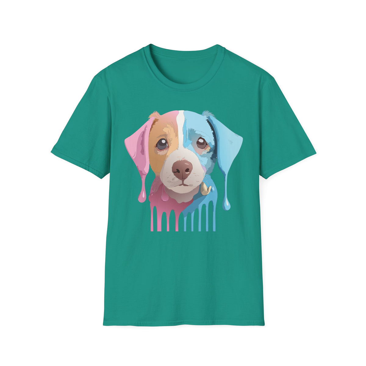Colorful Drip Puppy Portrait T-Shirt | Pastel Pop Dog Tee