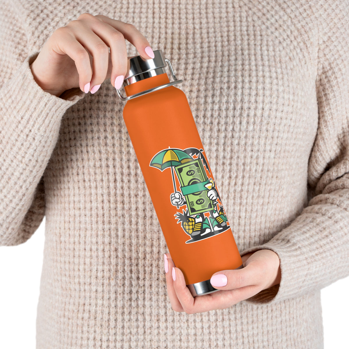 22oz Copper Insulated Water Bottle with Cartoon Design - CV100