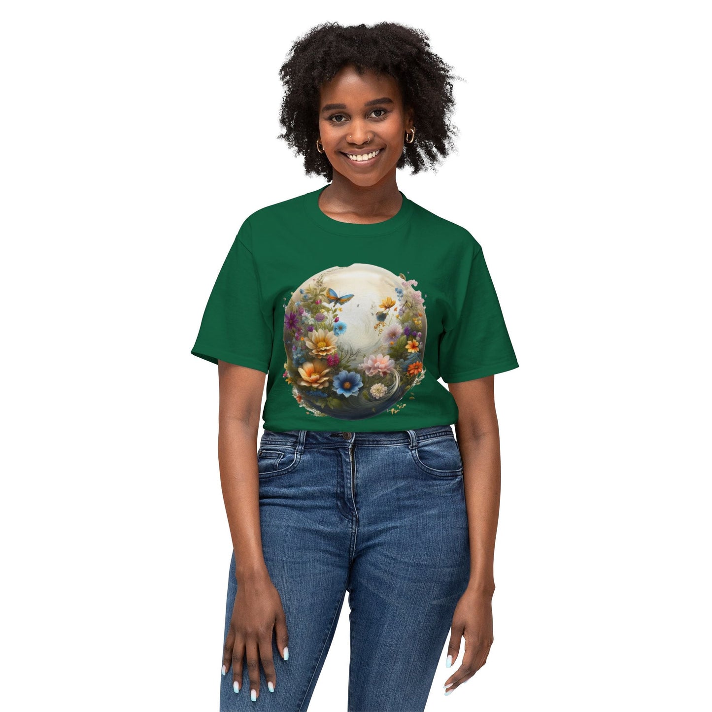 Unisex Floral T Shirt With Art Print HD Cotton Vintage Flowers Tee Shirt Soft Breathable Comfort
