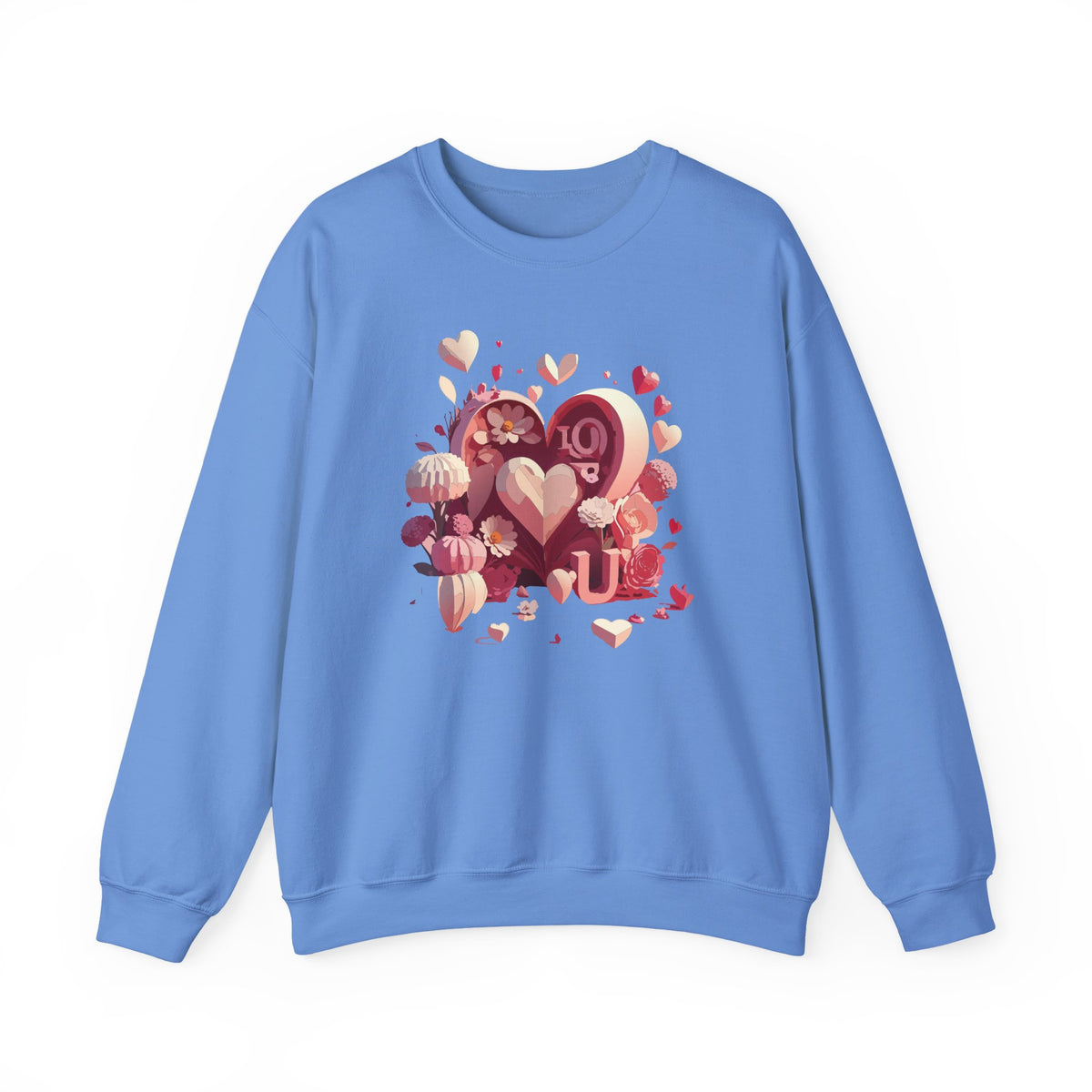 Unisex Floral Big Heart Sweatshirt, Love Floral Sweatshirt, Floral Heart Sweatshirt, 50/50 Cotton-Poly Valentine's Day Sweatshirt 09