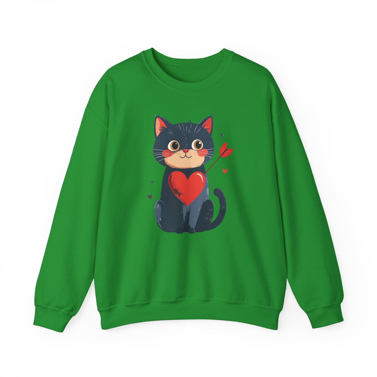 Cat Heart Sweatshirt, Heart Sweatshirt, Cat Sweatshirt, Valentine's Day Sweatshirt, 50/50 Cotton-Poly Animal Sweatshirt 108