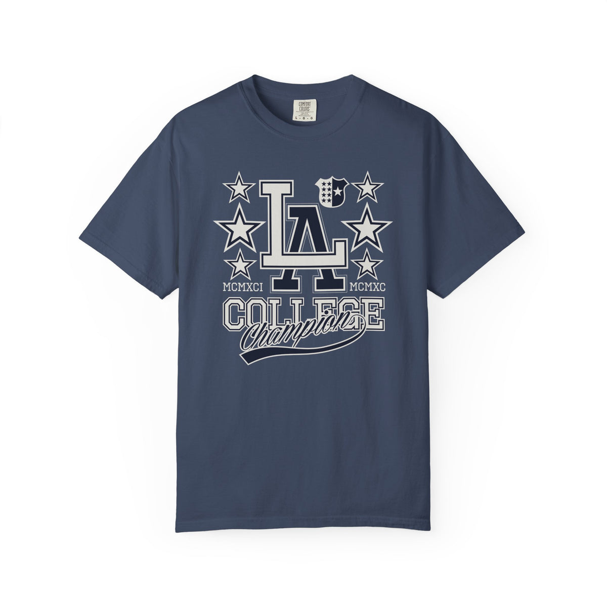 LA College Champions Logo Unisex Comfort Colors Garment-Dyed Heavyweight 100 Cotton Art Design T-Shirt w13
