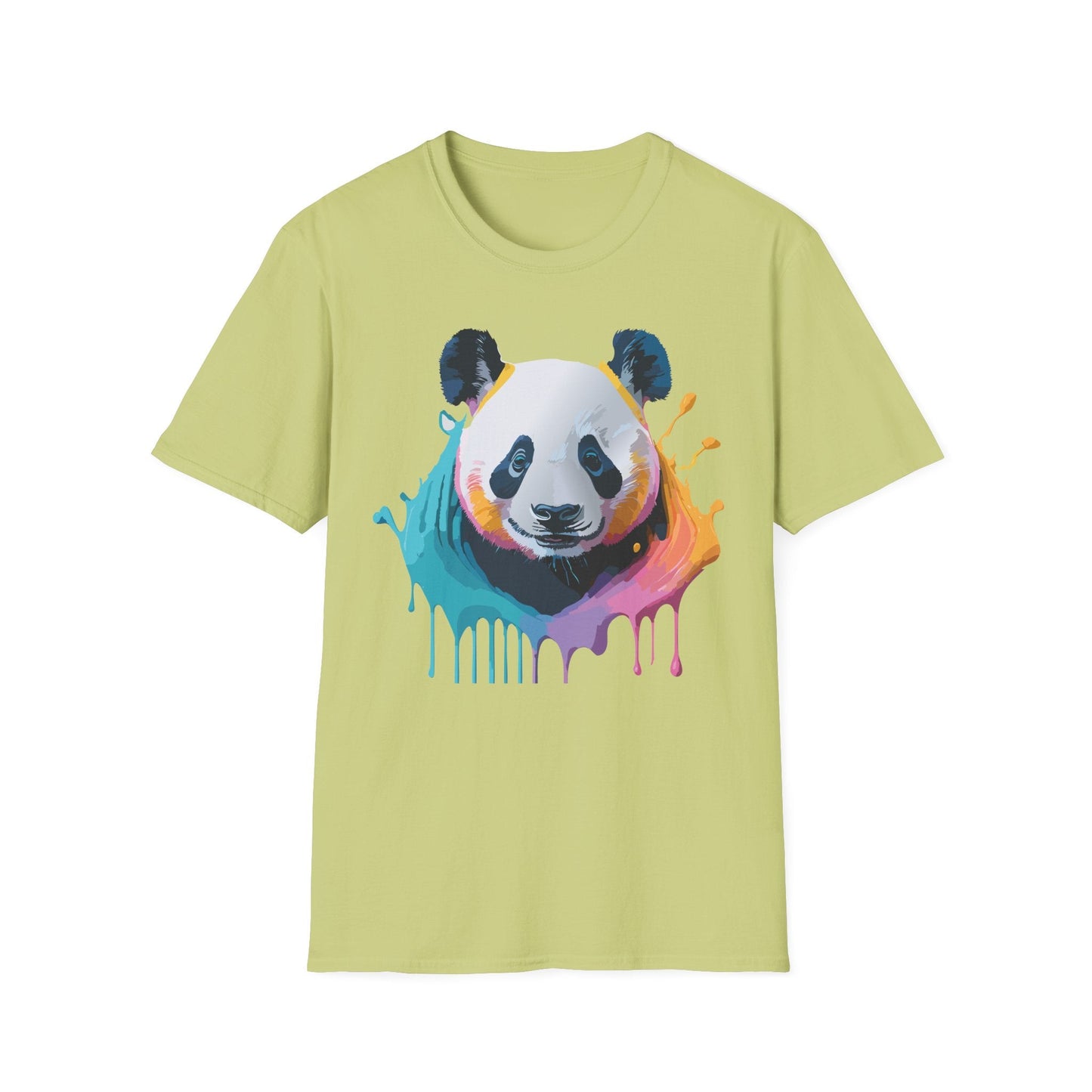 Unisex Panda Shirt T Shirt With Panda Animal Print Tee Softstyle Gildan 64000 100 Percent Ring Spun Cotton