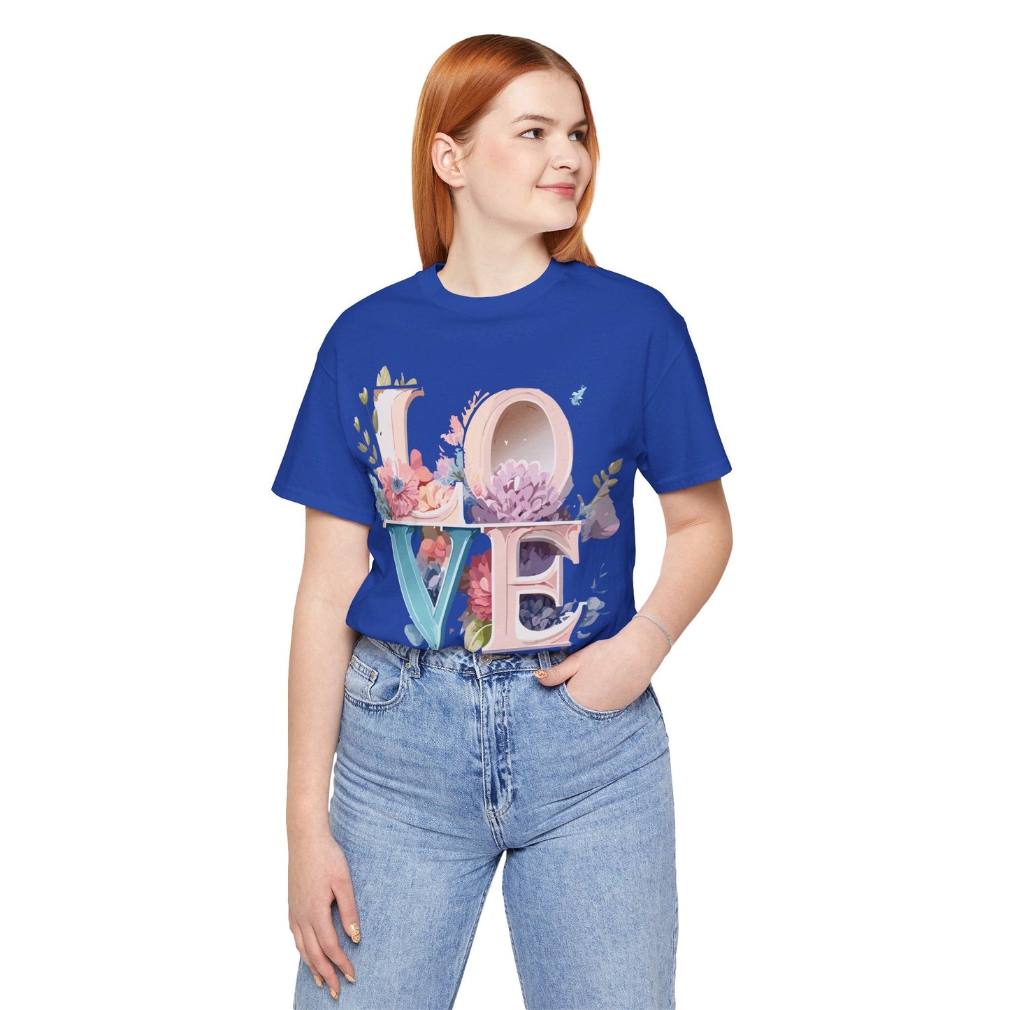 Valentine Day Graphic Unisex 100 Cotton Vintage Artwork with Love and Flower Design Tee 42
