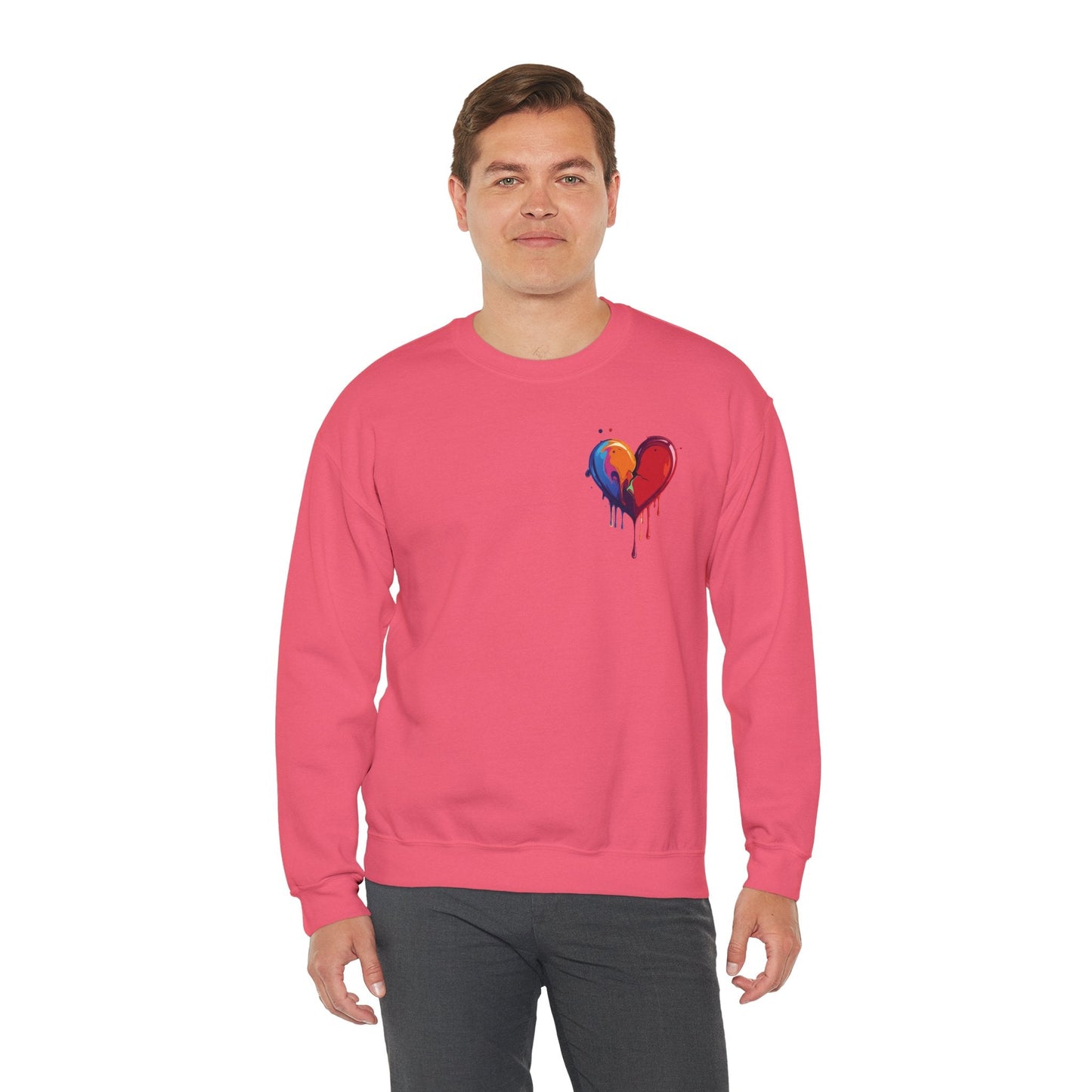 Bleeding Heart Sweatshirt Unisex Crewneck Cotton Polyester Blend Valentines Day Heart Design 117