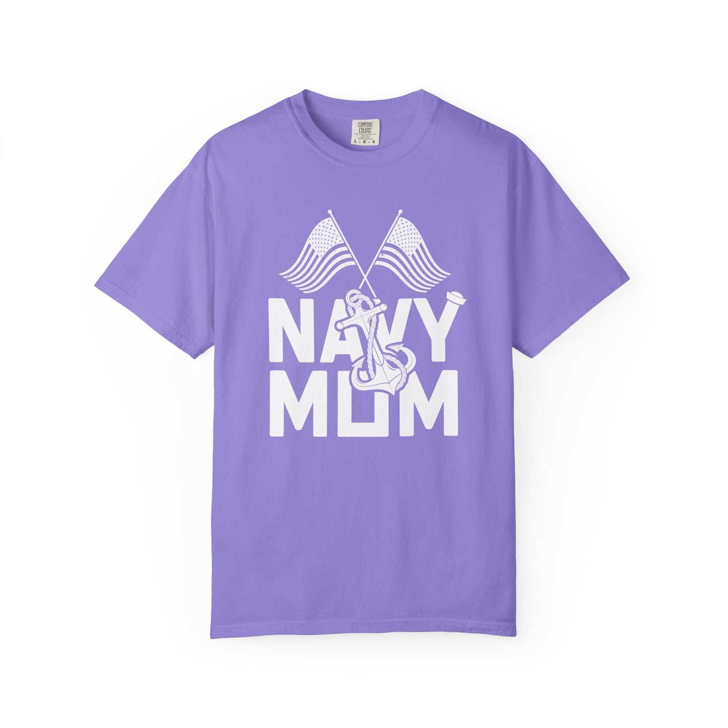 Navy Mom T-shirt Mother's Day Mama Tee Unisex Comfort Colors Garment-Dyed Cotton h20