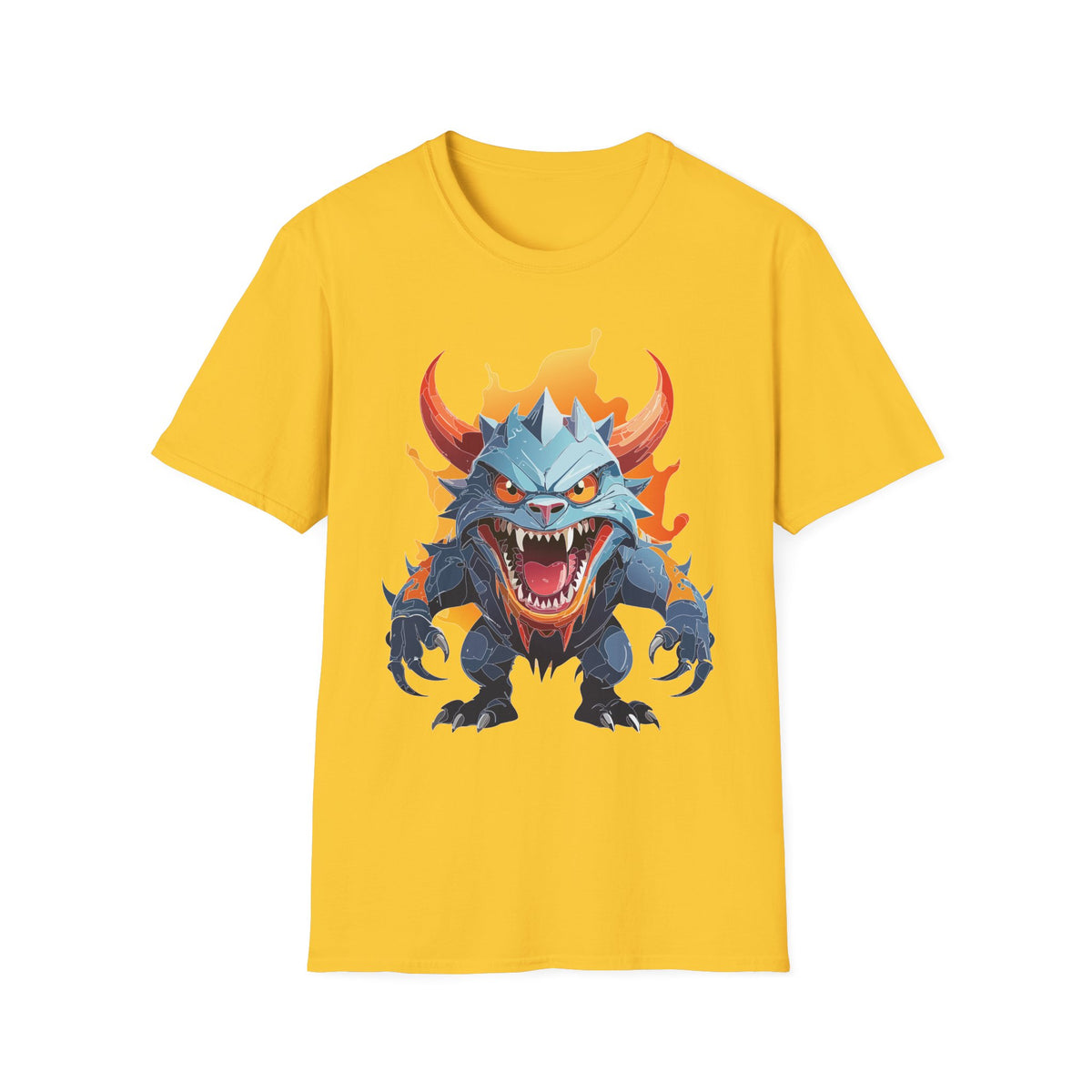 Monster Dragon T-Shirt — Fierce Fire-Breathing Creature Cartoon Graphic Tee Unisex 100 Cotton Gildan T-Shirt
