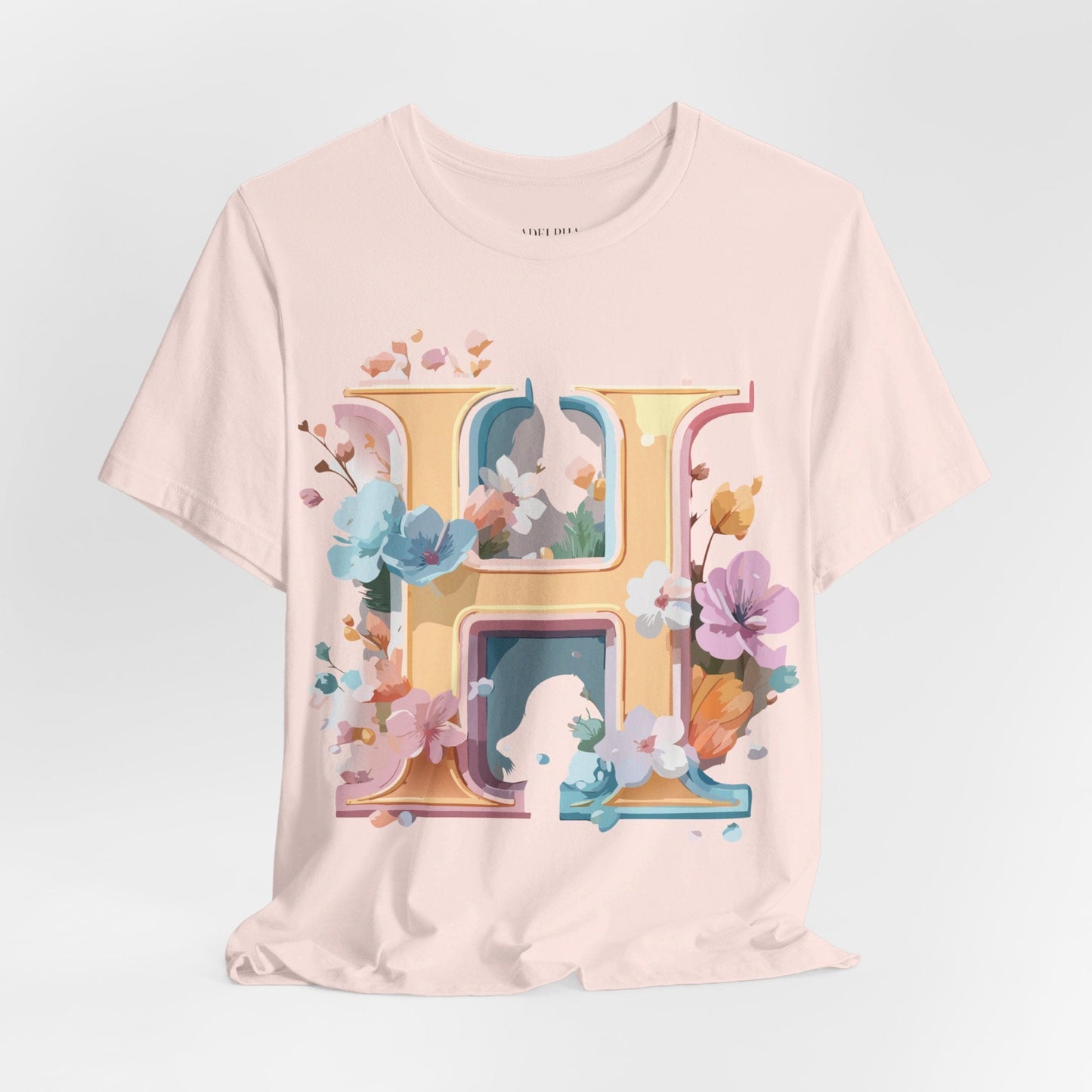 Adelpha Letter H Graphic Tee Unisex Jersey Short Sleeve Vintage Inspired Art Design Shirt