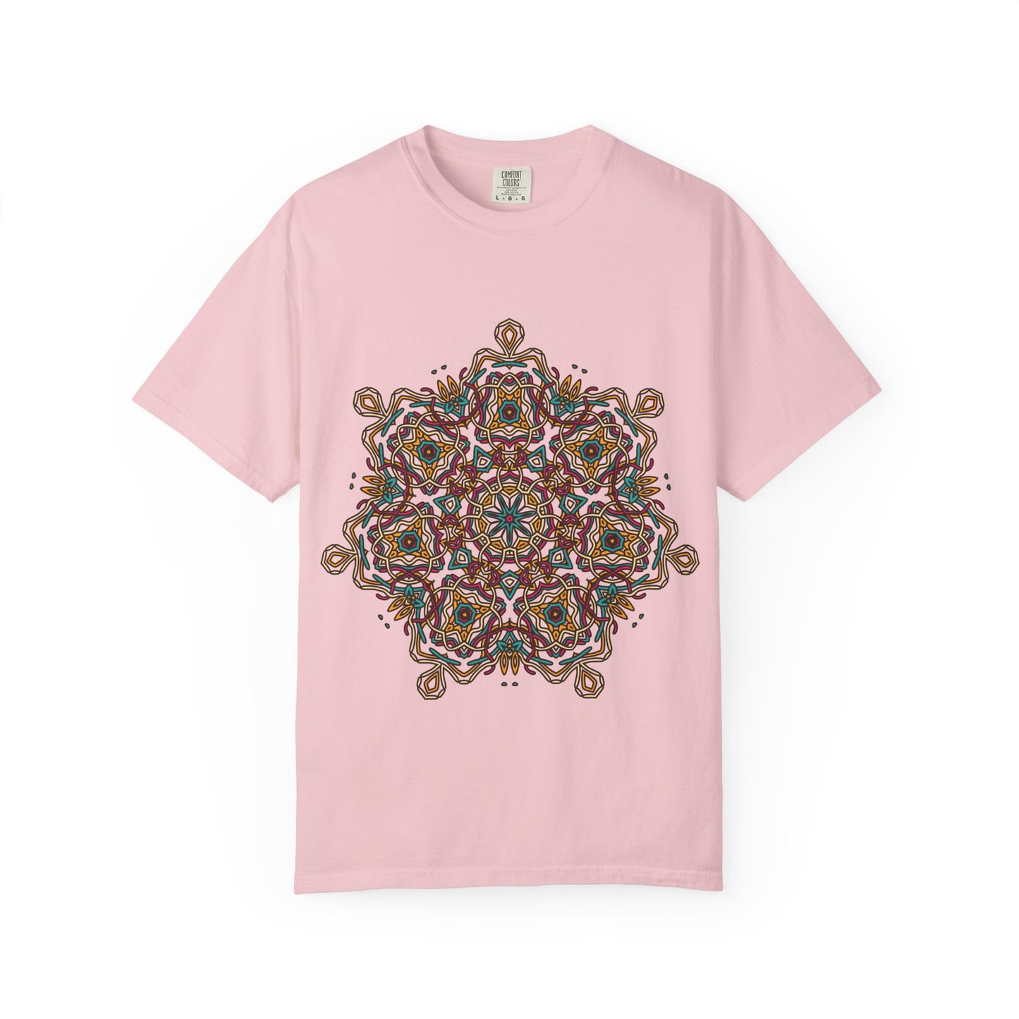Unisex Garment Dyed Cotton T-Shirt with Mandala Graphic Design