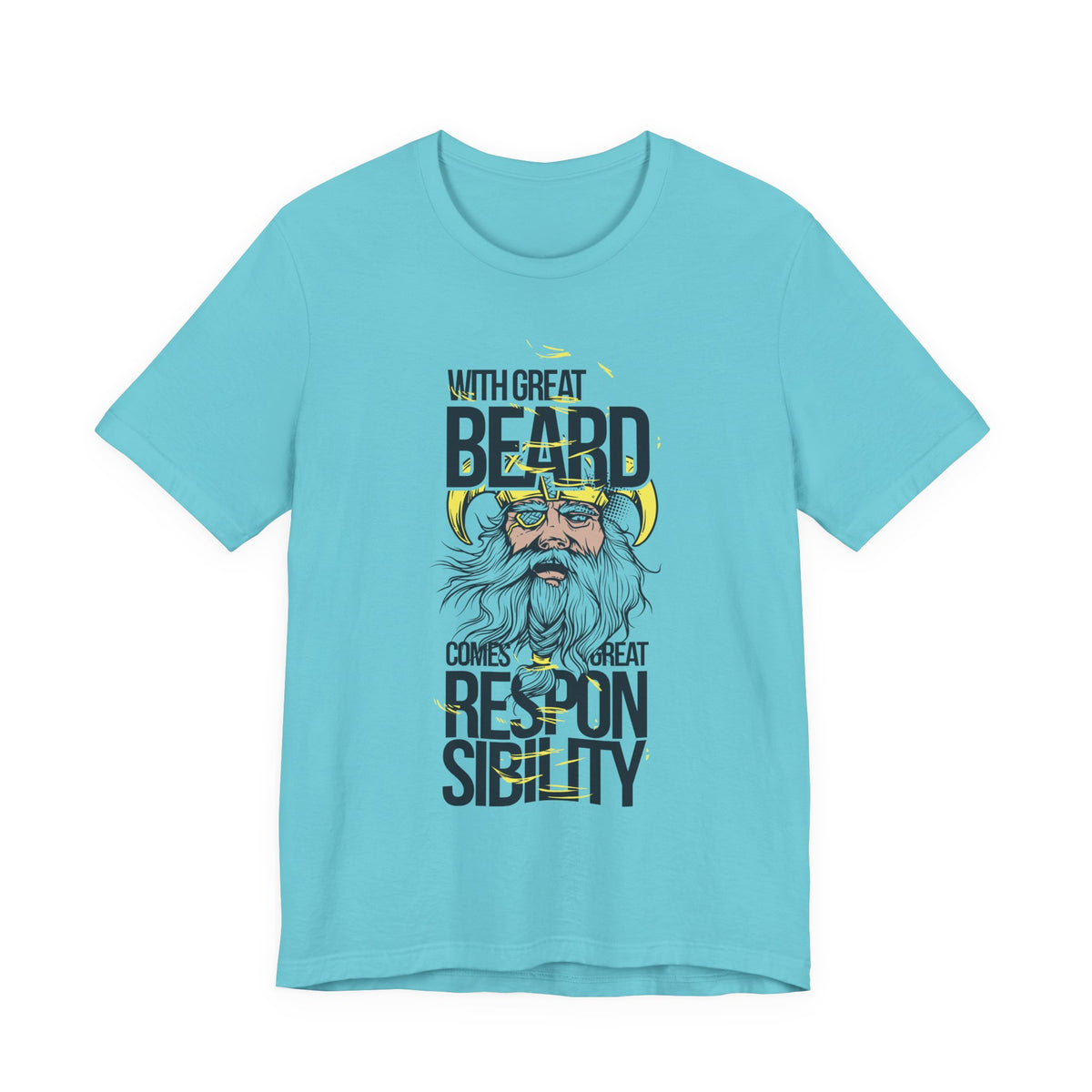 With Great Beard Comes Great Responsibility Tee Viking Beard Graphic Shirt A-2