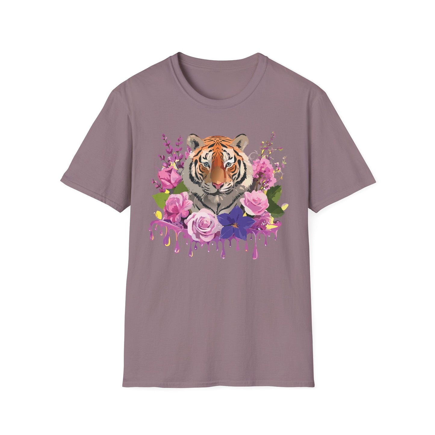 Tiger Print Shirt Unisex Animal Tee Softstyle Gildan 64000 Cotton