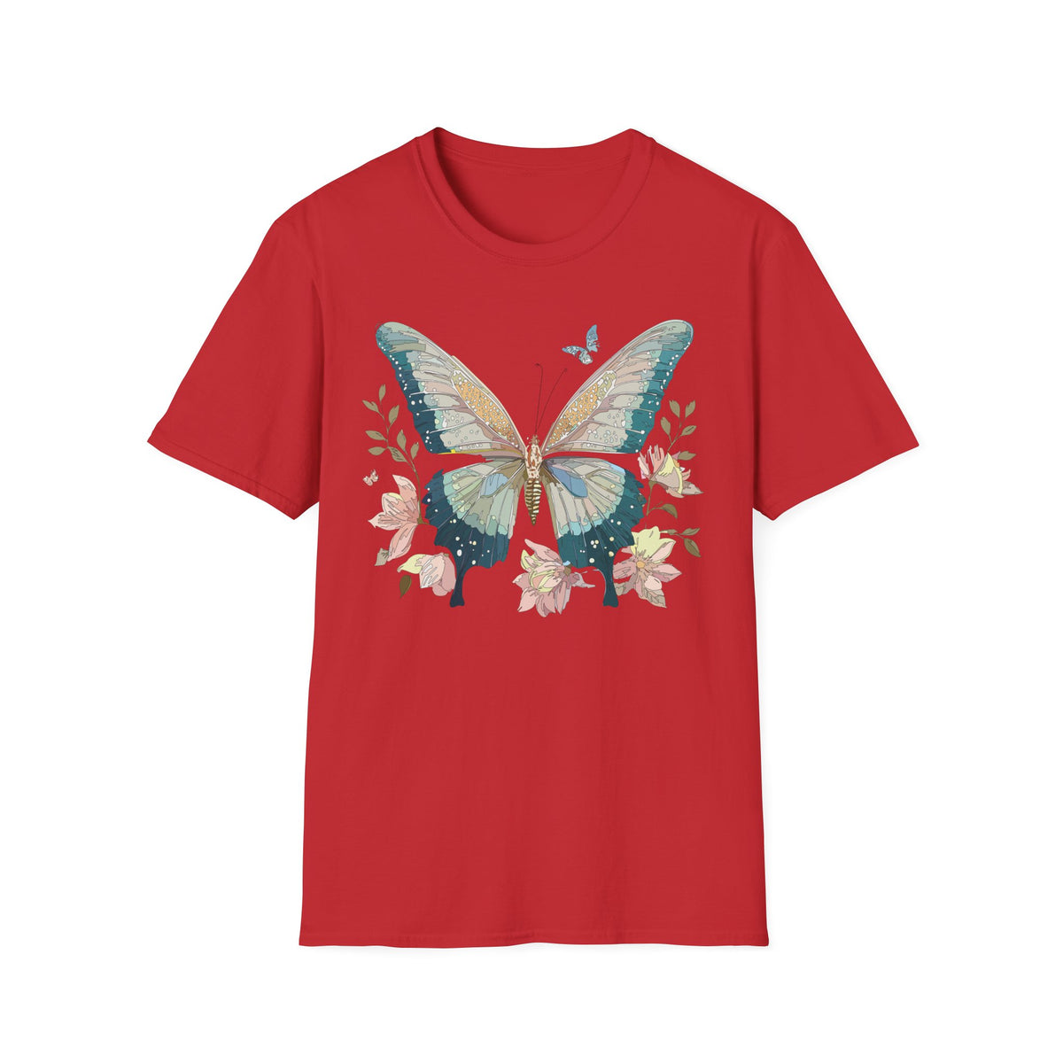 Vintage Blue Butterfly T-Shirt | Floral Wings Nature Graphic Tee Unisex 100 Cotton Gildan T-Shirt