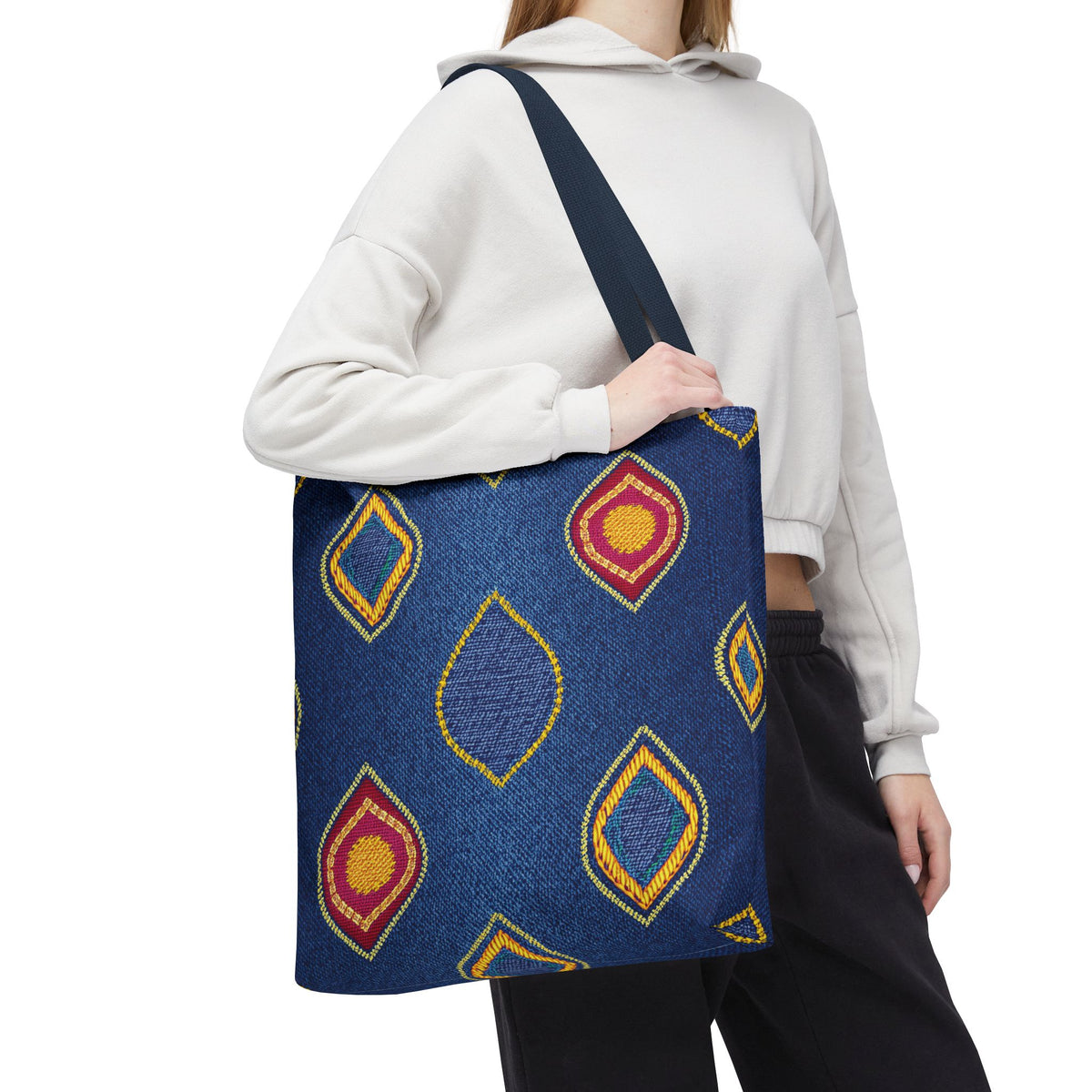Diwali Graphic Denim Fabric Imitation Print Unisex Canvas Bag Poly Spun 3 Sizes Tote Bag 205-19