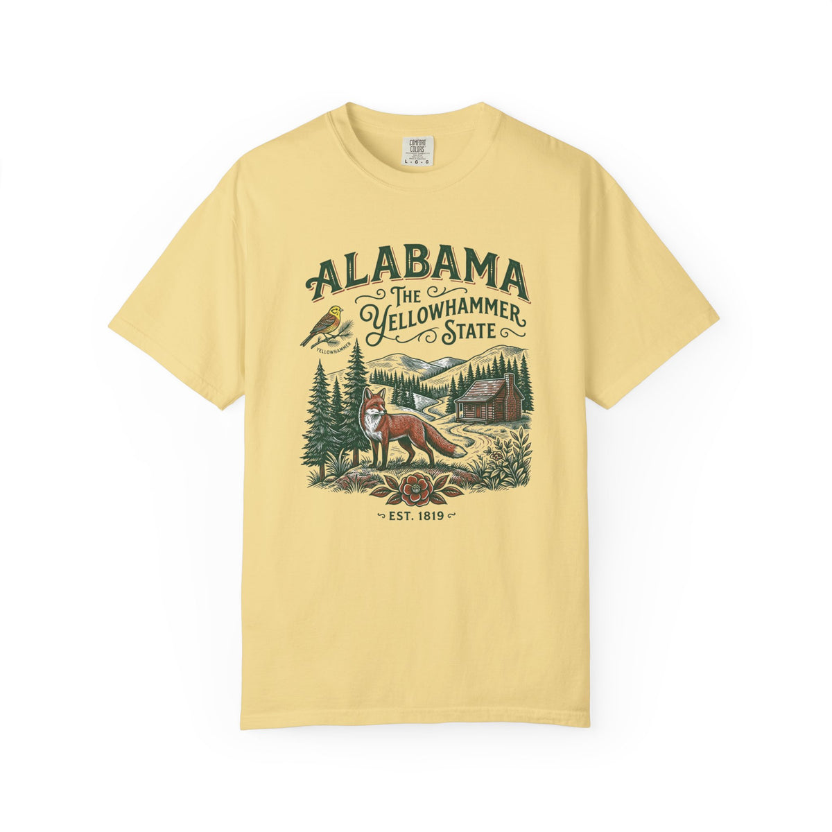 Alabama Graphic Unisex Heavyweight Garment-Dyed Travel Tourist Graphic Gift Tee Unisex 100 Cotton Comfort Colors T-Shirt