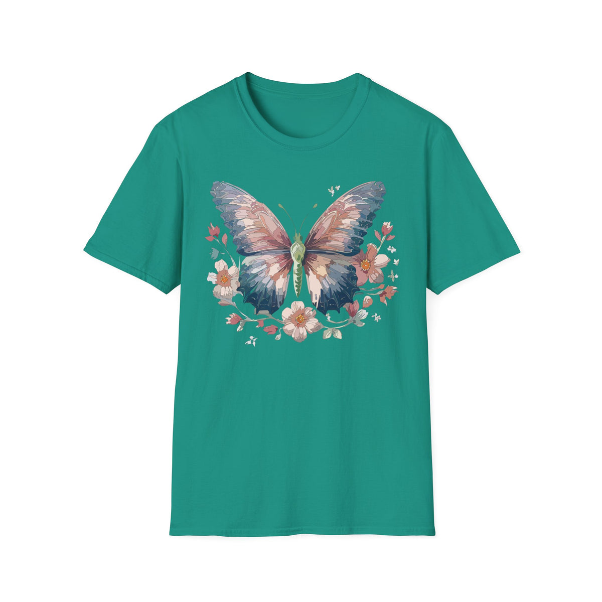 Butterfly Floral T-Shirt — Watercolor Butterfly Tee for Women & Nature Lovers Graphic Tee Unisex 100 Cotton Gildan T-Shirt