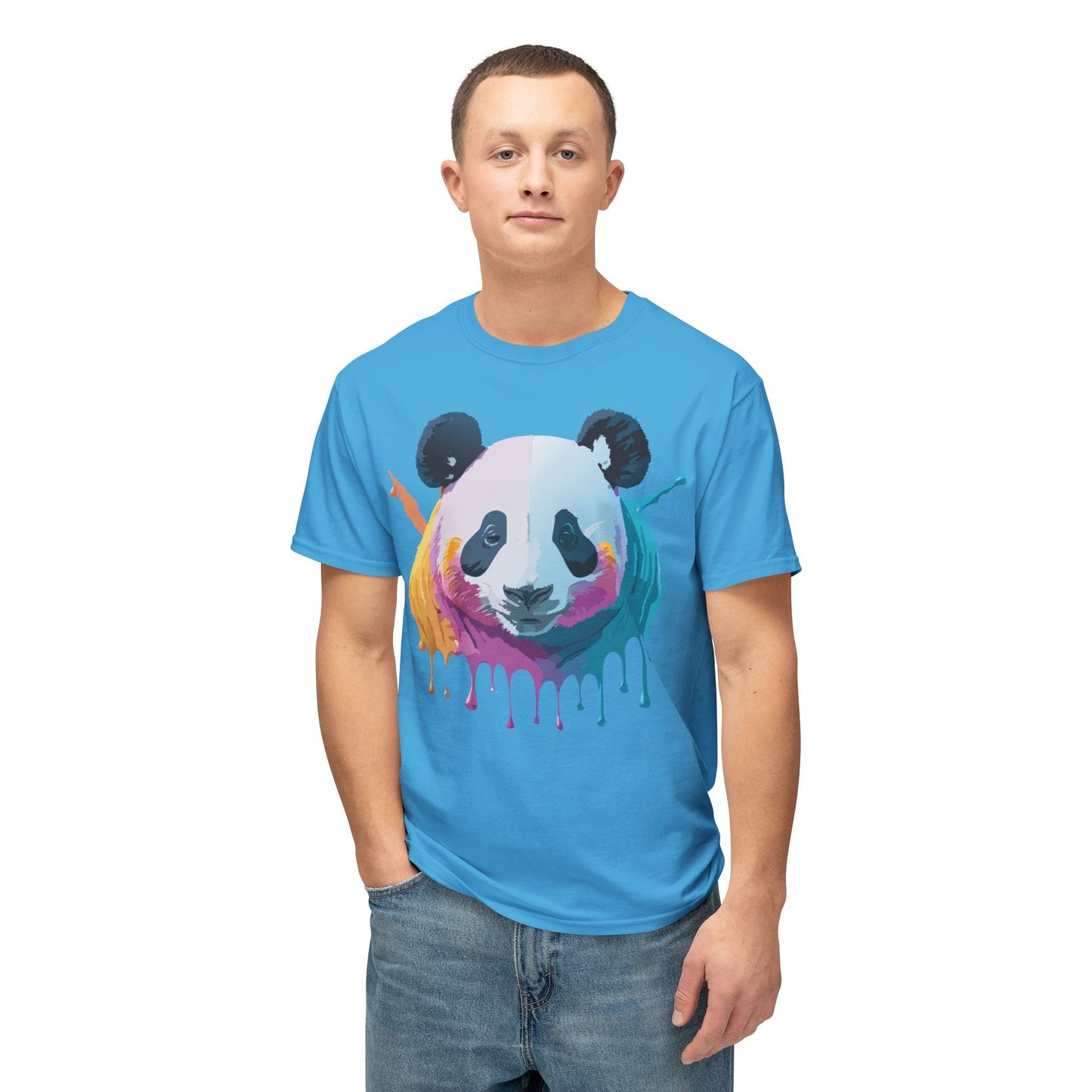 Unisex Panda Art Tee With Floral Print Premium Vintage Style HD Cotton Shirt Comfortable