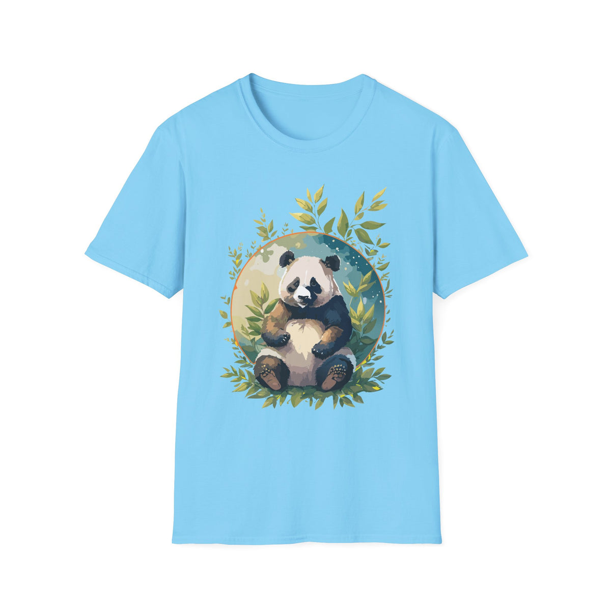 Panda with Leaves T-Shirt | Cute Panda Illustration Tee