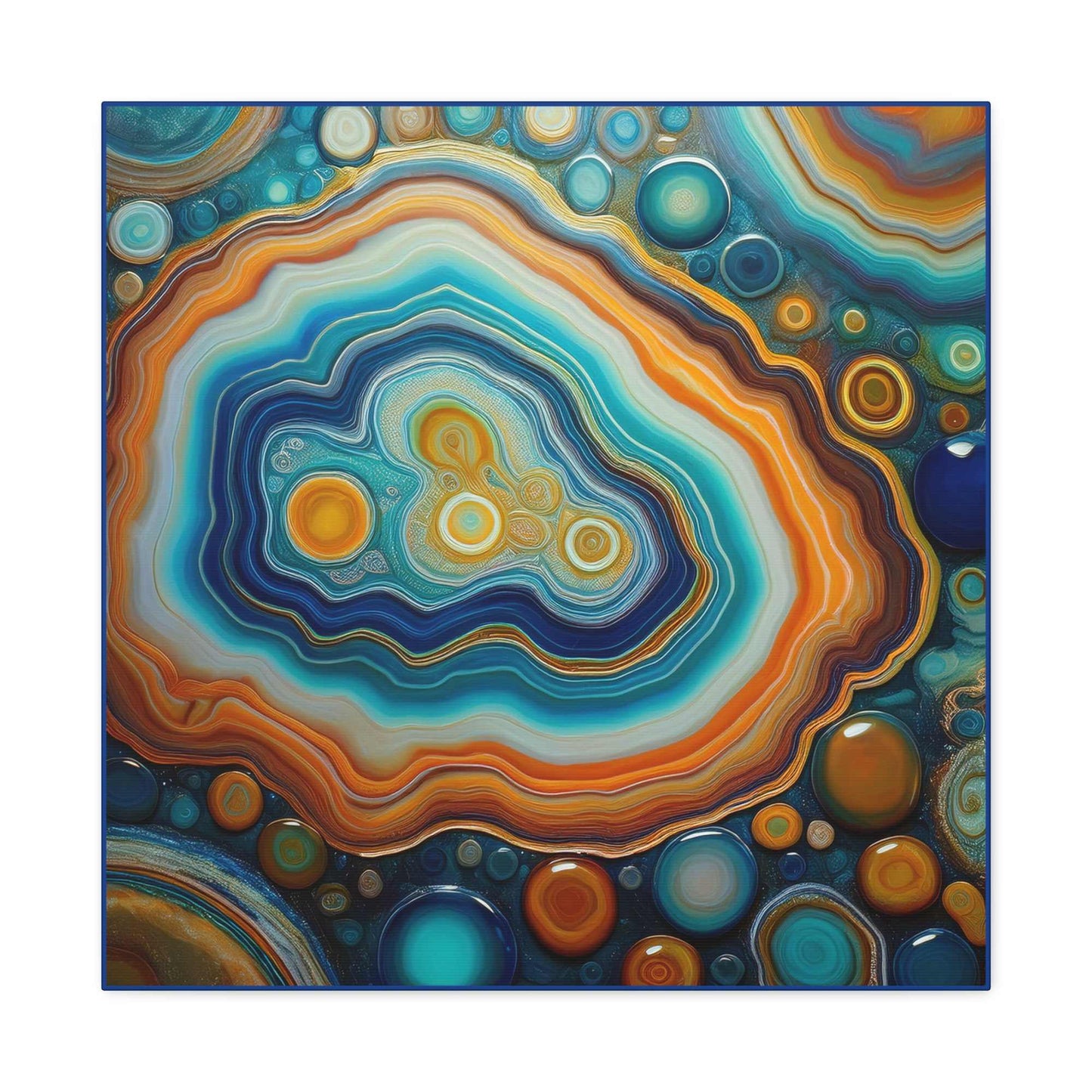 Agate Stone Graphic Print Canvas, Oil Paint Print 20x20, 24x24, 30x30, 32x32, 36x36 Canvas Pine-Wood Inner Frame MC-190