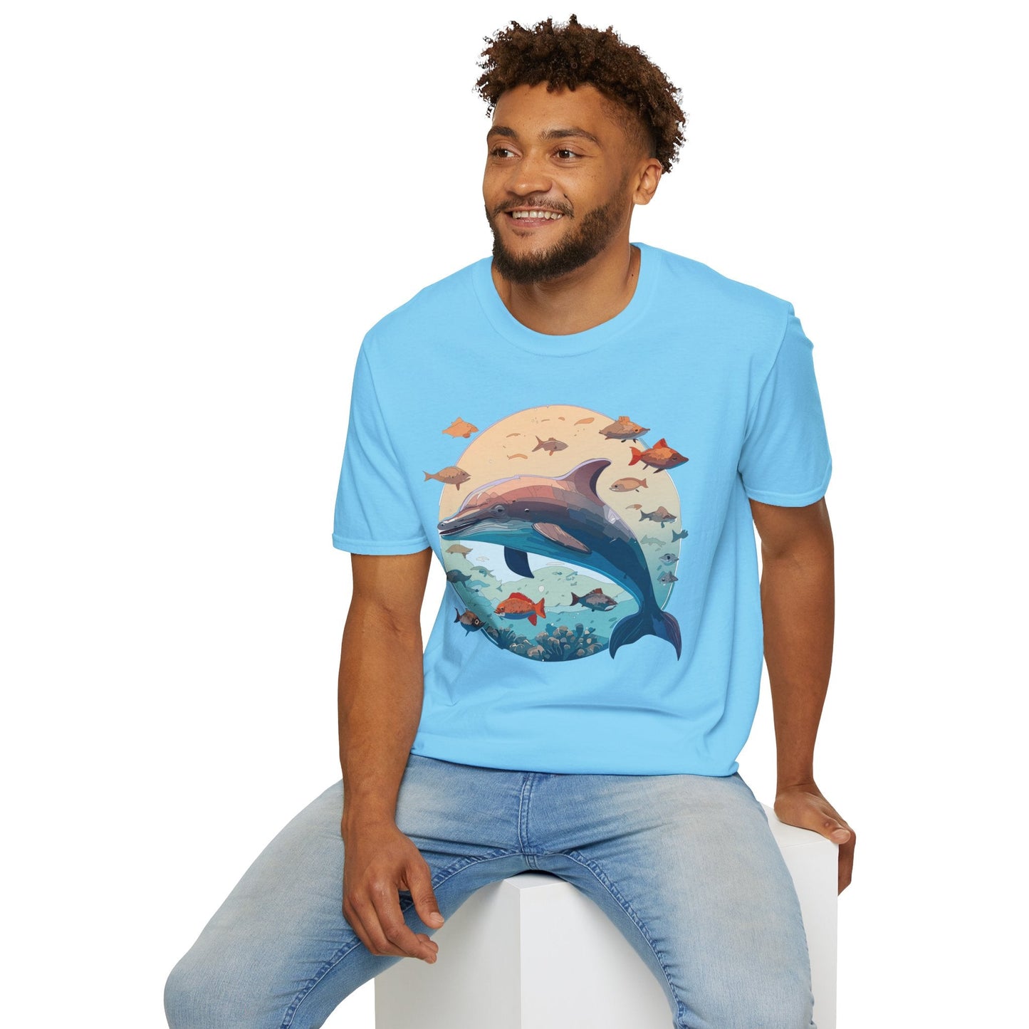 Dolphin Shirt Unisex Softstyle T Shirt 64000 100 Percent Ring Spun Cotton Tee For Everyday Comfort