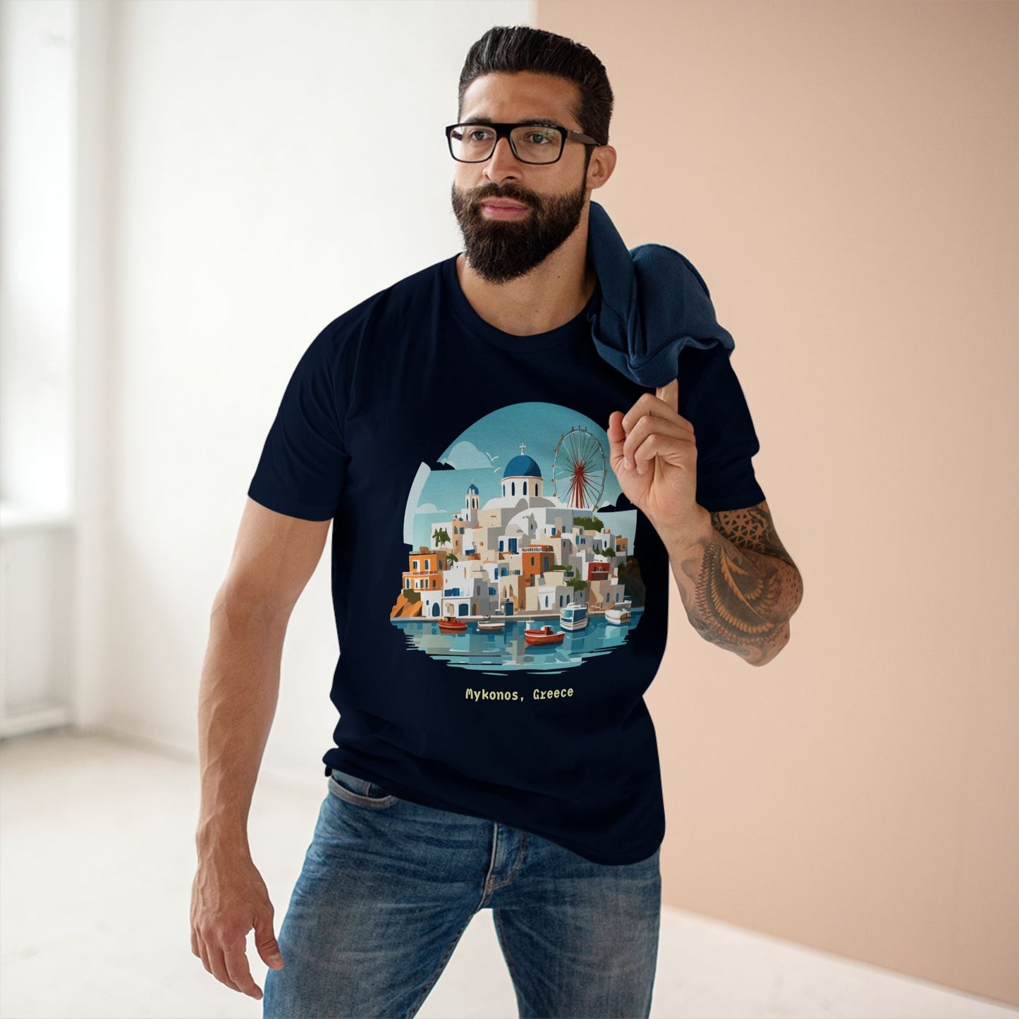 Unisex Greece Travel Shirt With Original Art Design Premium Cotton Tee Retro2Nova