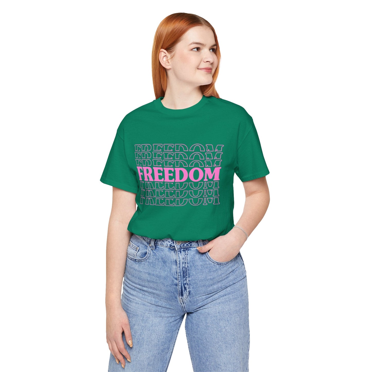 Freedom Text Graphic Unisex Cotton T-Shirt a8
