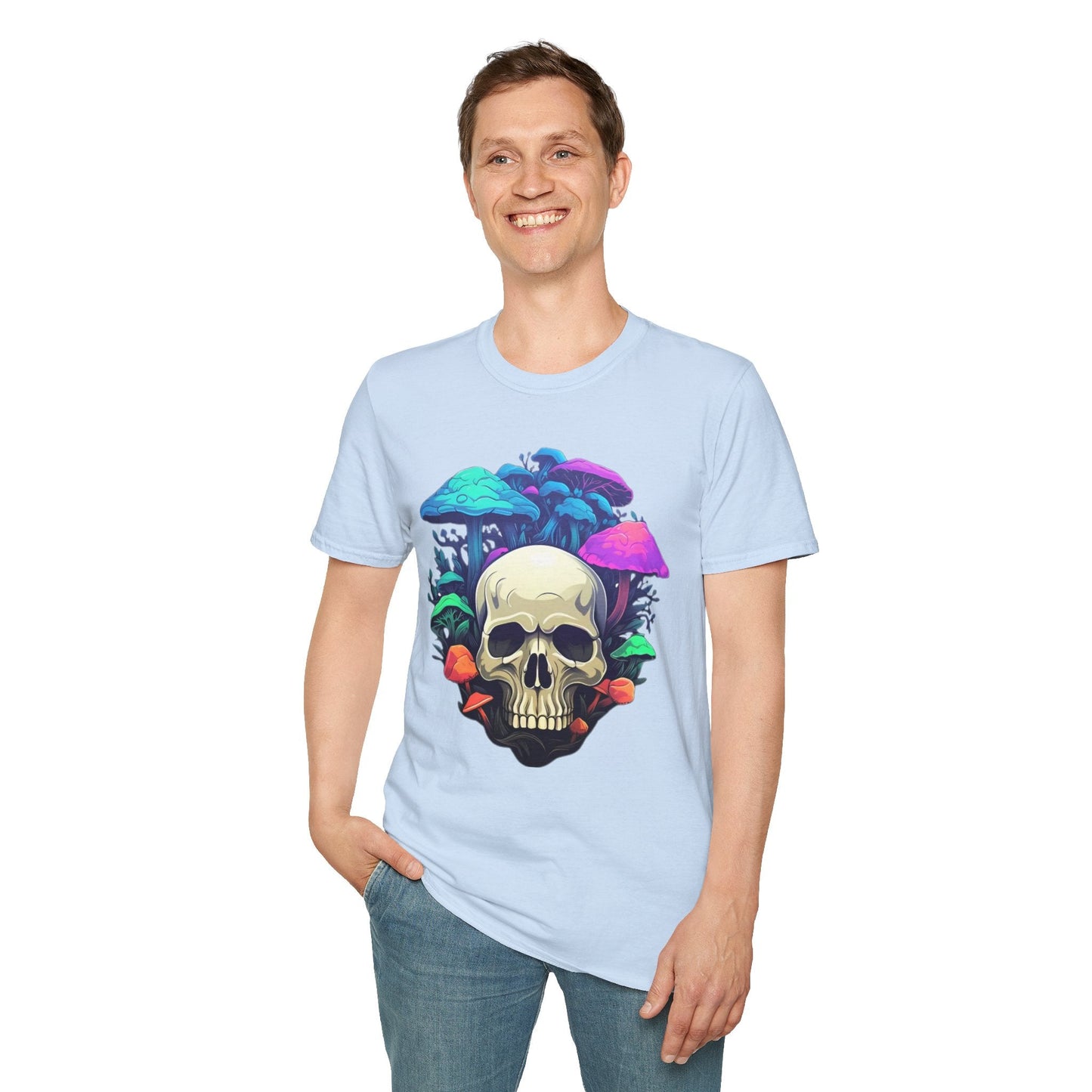 Unisex Skull Tee Shirt Short Sleeve Skeleton Design Gildan Softstyle Cotton Tee Shirt