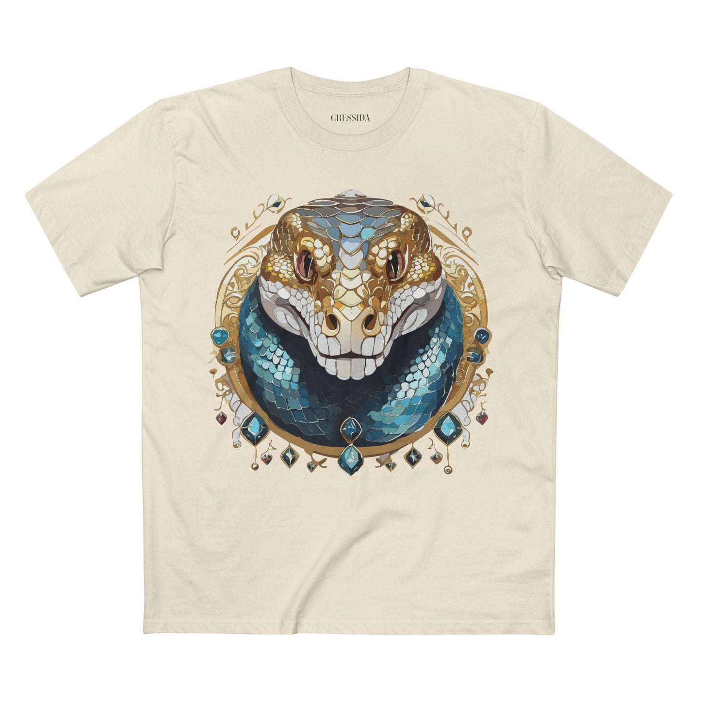 Snake Graphic Unisex 100 Cotton Tee With Unique Animal Golden Medallion Art Design 43