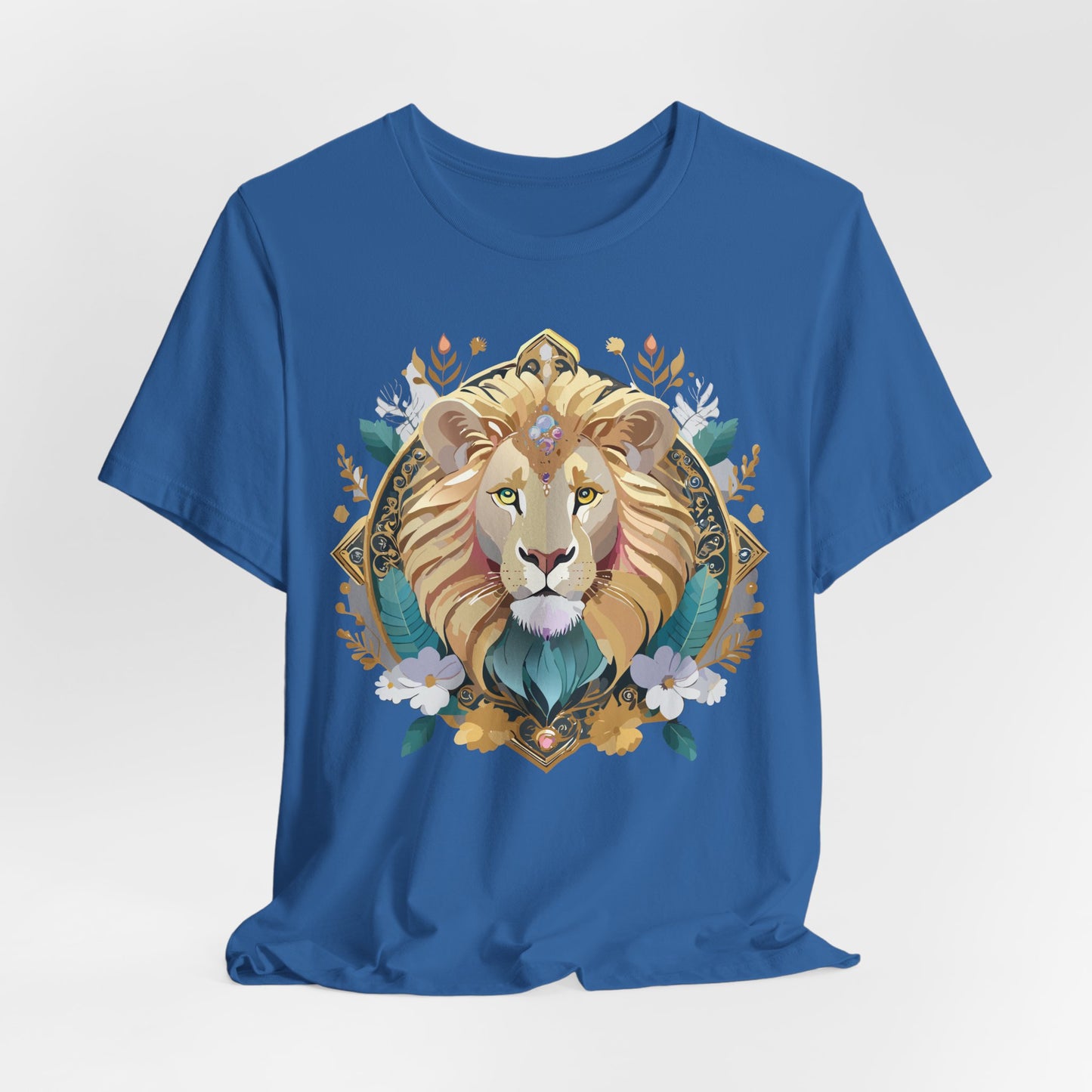 Unisex Lion Graphic Tee, Animal Shirt, Tee Shirt with Lion, Medallion T-Shirt, Animal Medallion Tees 2
