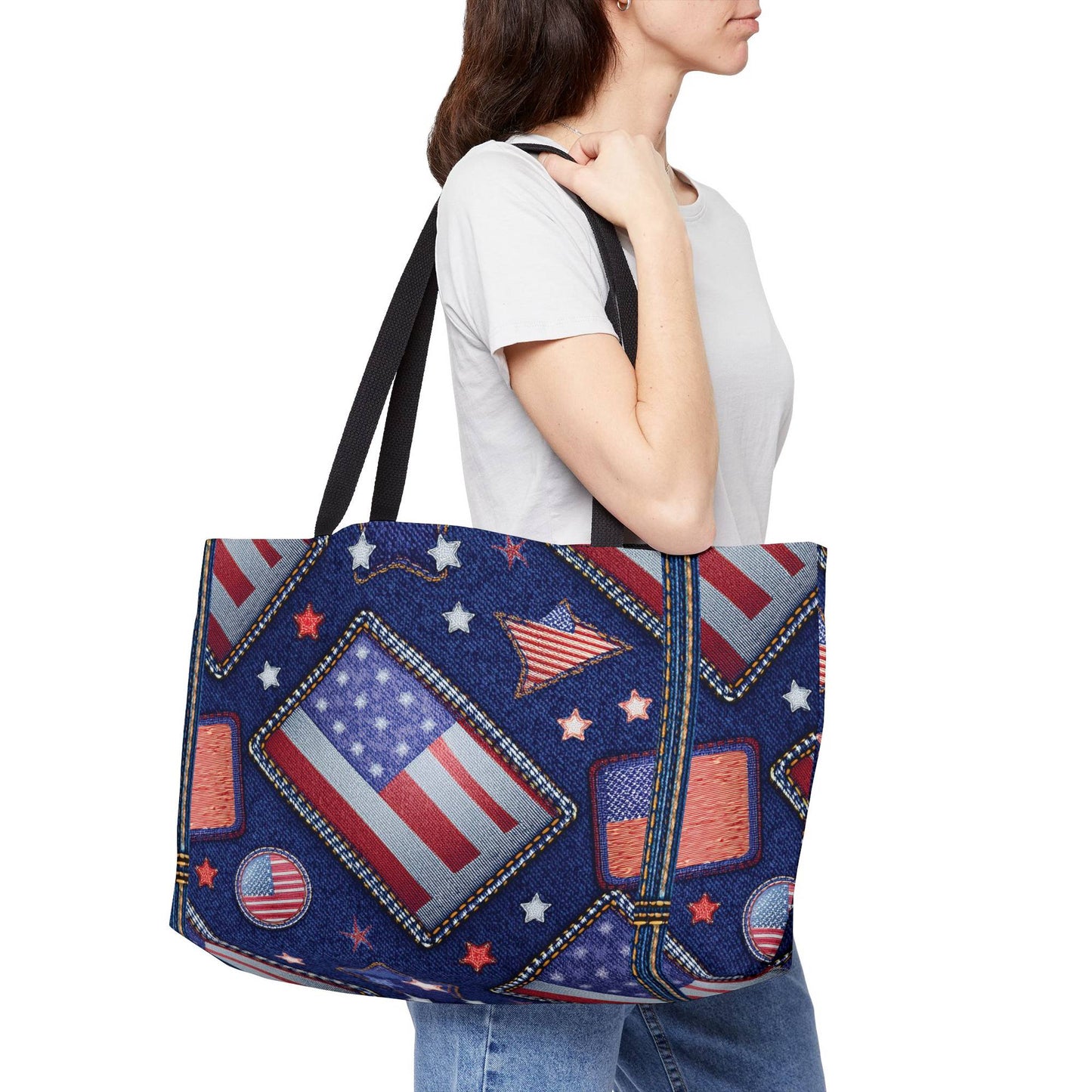 4th of July Denim Color Imitation Print Unisex  Yoga Bag  Spun Poly 24x13 Canvas Bag 59