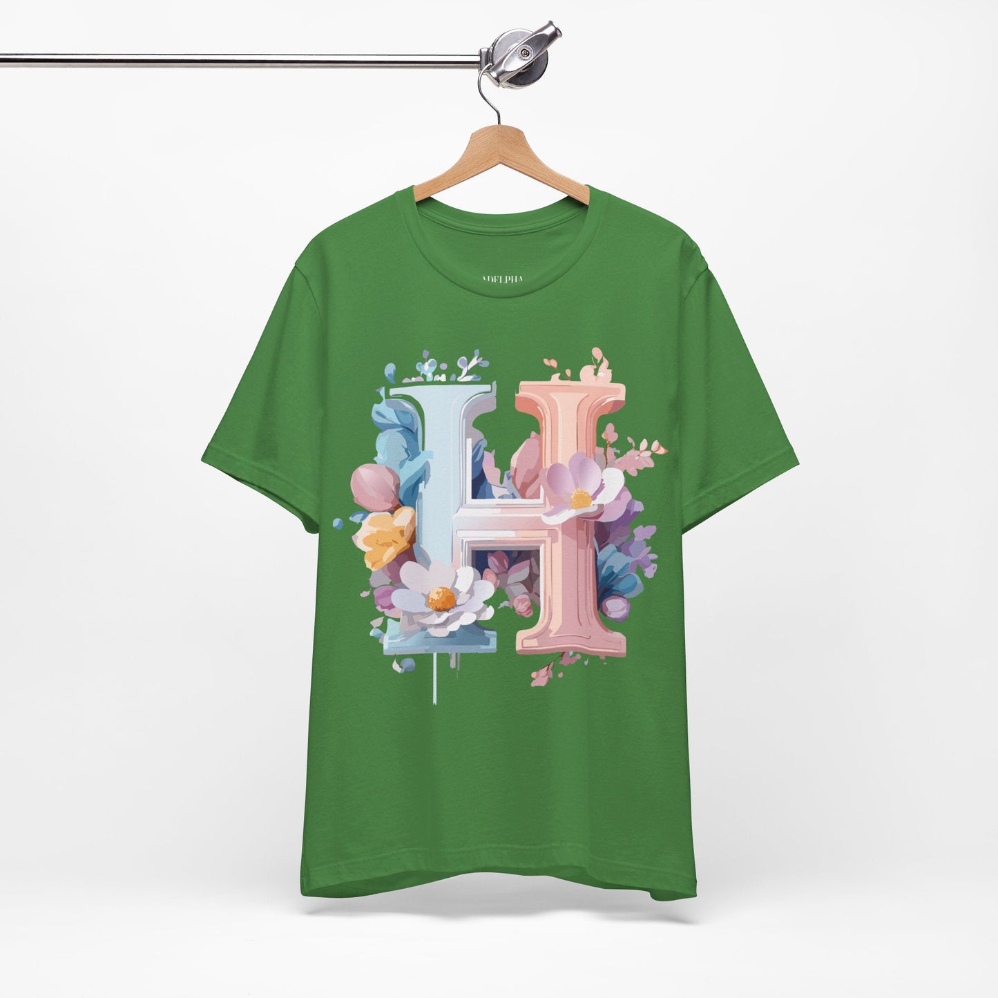 Letter H Shirt Graphic Tee Unisex Short Sleeve Premium Vintage Inspired Artwork Adelpha