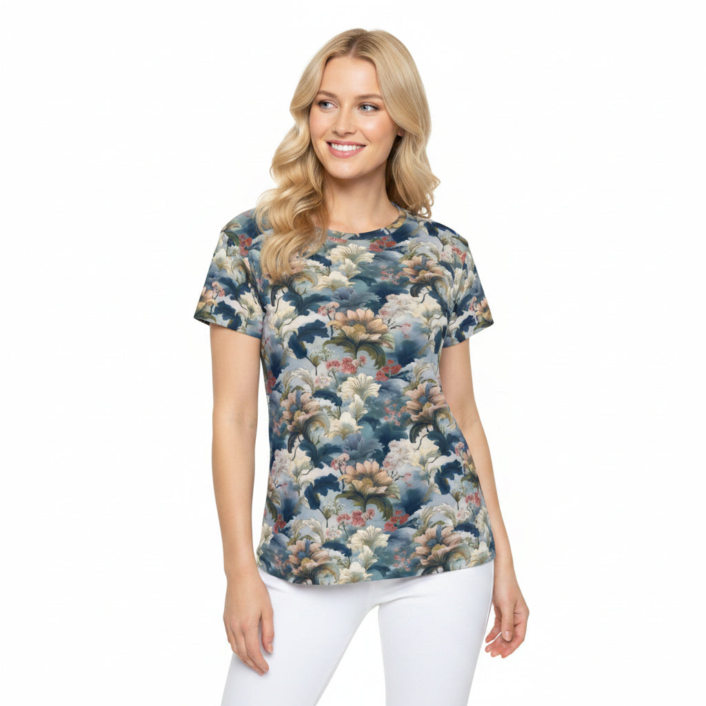 Women Poly Shirt with Floral Print F326