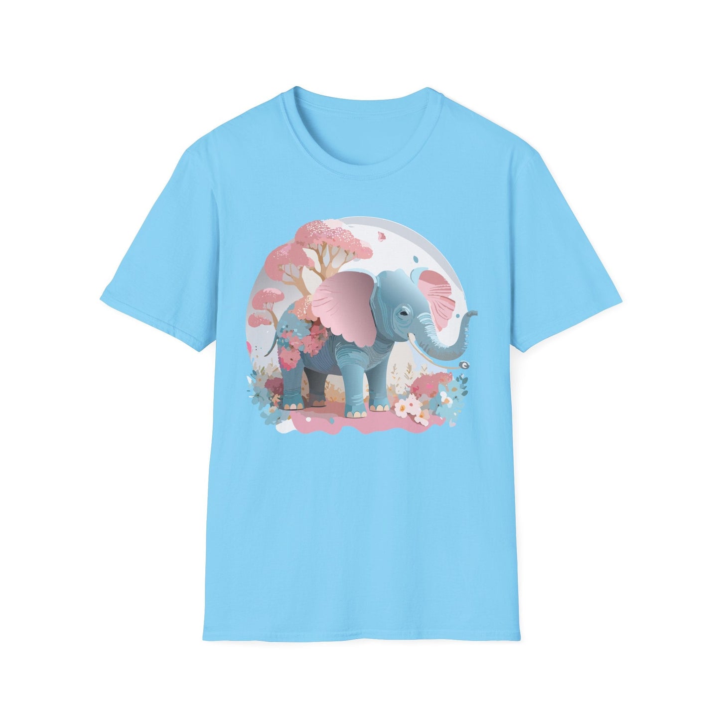 Unisex Elephant Graphic Tee Gildan Softstyle 64000 100 Percent Ring Spun Cotton Fabric