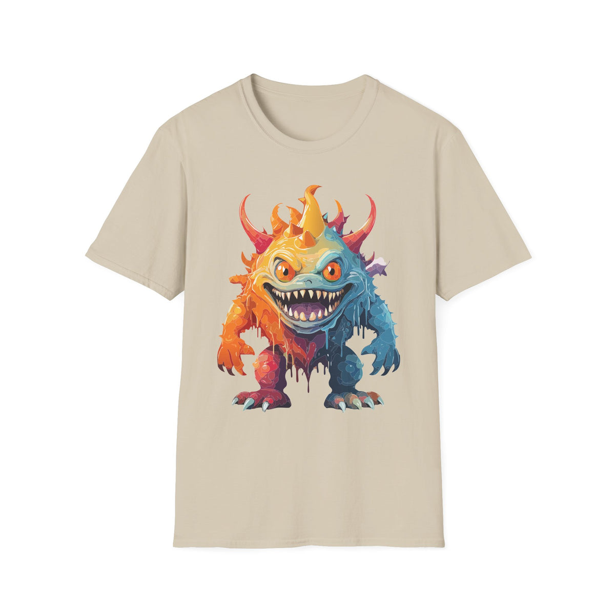 Colorful Monster T-Shirt — Vibrant Rainbow Creature Cartoon Graphic Tee Unisex 100 Cotton Gildan T-Shirt