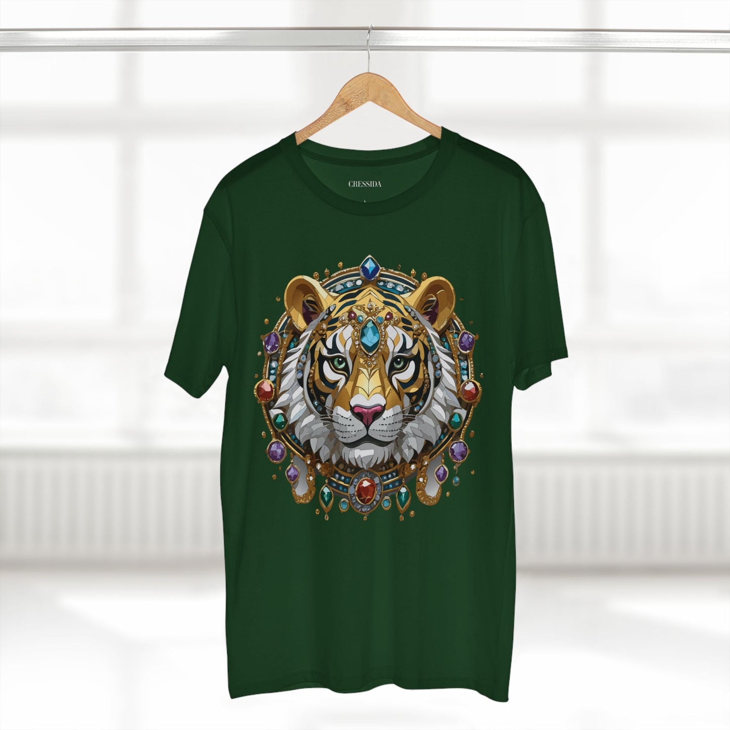 Tiger Graphic Unisex 100 Cotton Tee With Unique Animal Golden Medallion Art Design 52