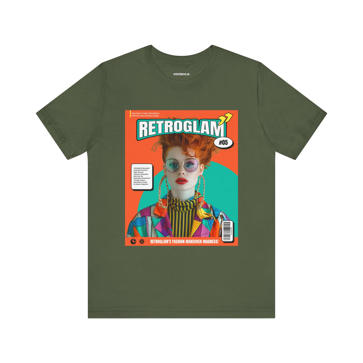 Magazine Cover Graphic Unisex Cotton Bella+Canvas Tee with Retro Poster ab30