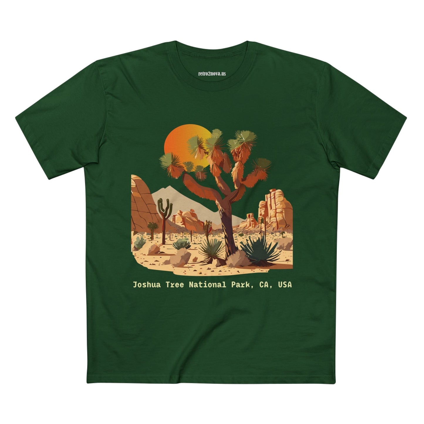 Retro2Nova Unisex Premium Cotton Staple Tee With Original Art Design Joshua Tree Travel Shirt