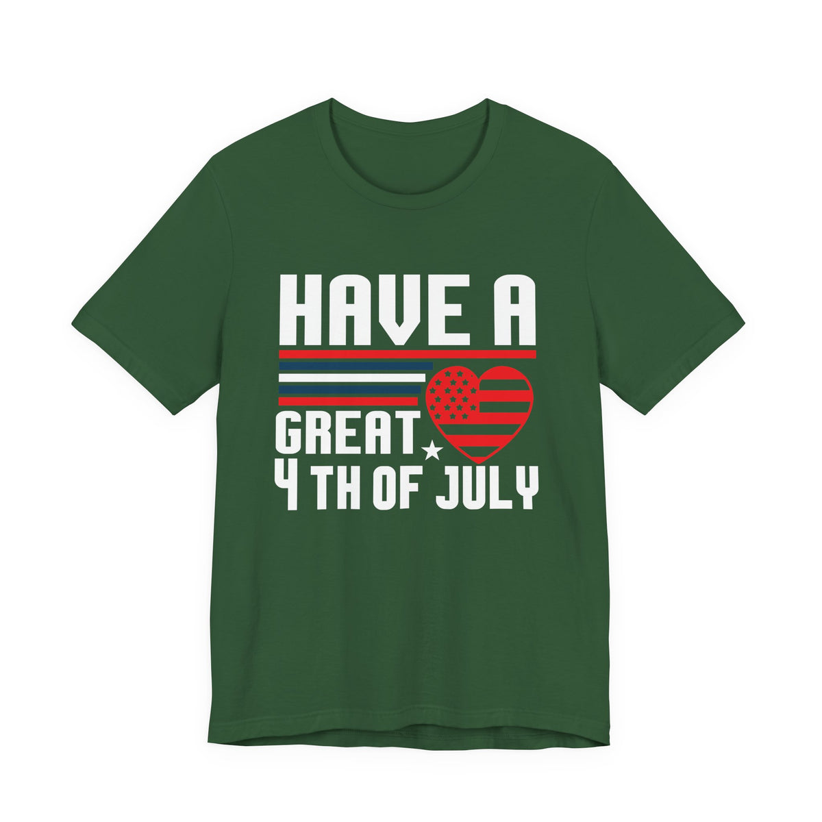 4th of July Tee American Flag Heart Patriotic Independence Day Unisex Cotton Shirt 020