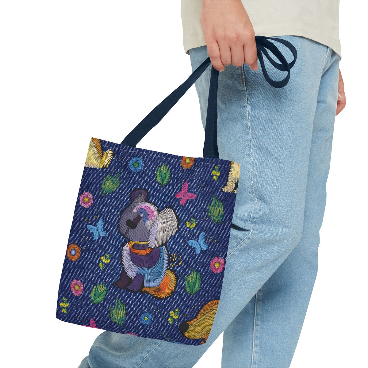 Denim Fabric Imitation Print Unisex Canvas Bag Poly Spun 3 Sizes Tote Bag 191-3