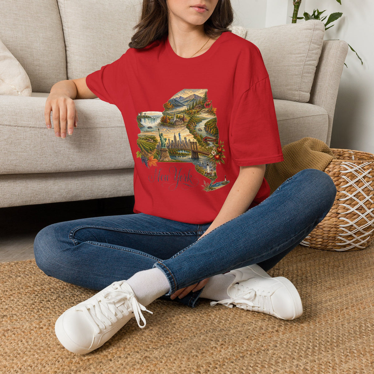 New York State Travel Tourist Graphic Design Unisex 100 Cotton Gildan T-Shirt