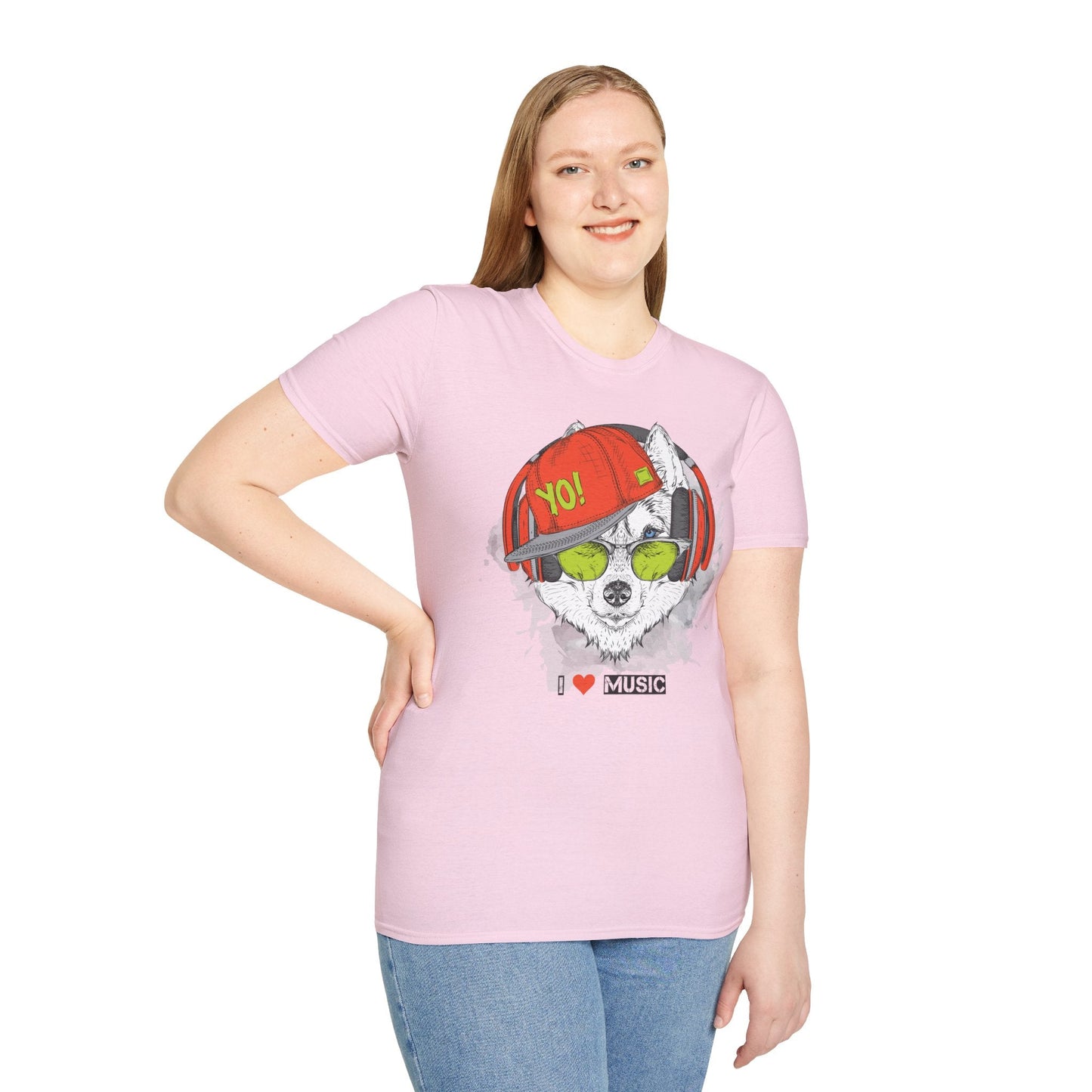 Unisex Music Animals Short Sleeve T Shirt With Headphones For Music Lovers Gildan 64000
